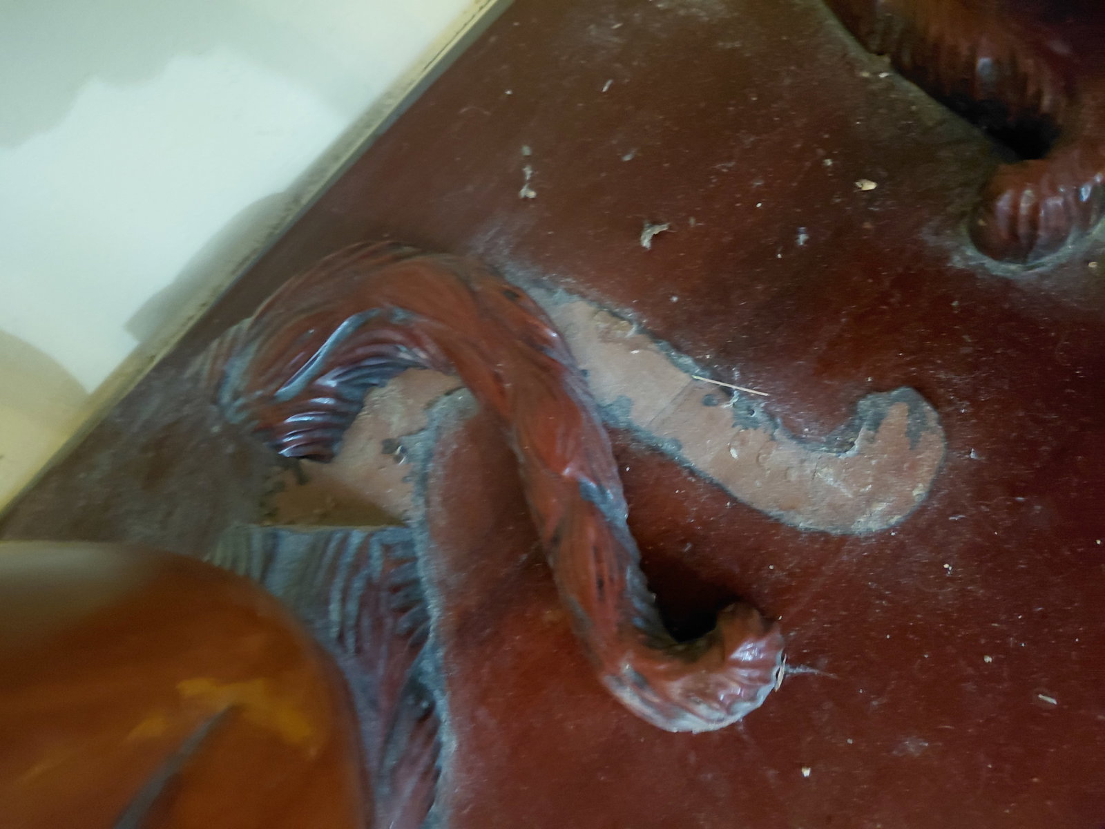 Contemporary Ornate Mahogany Entry Table / one of tails is loose as seen - 7