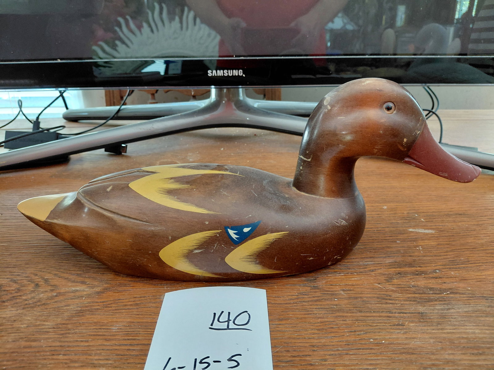 Carved Wood Duck Statue / Artist Signed as seen: Carved Wood Duck Statue / Artist Signed as seen