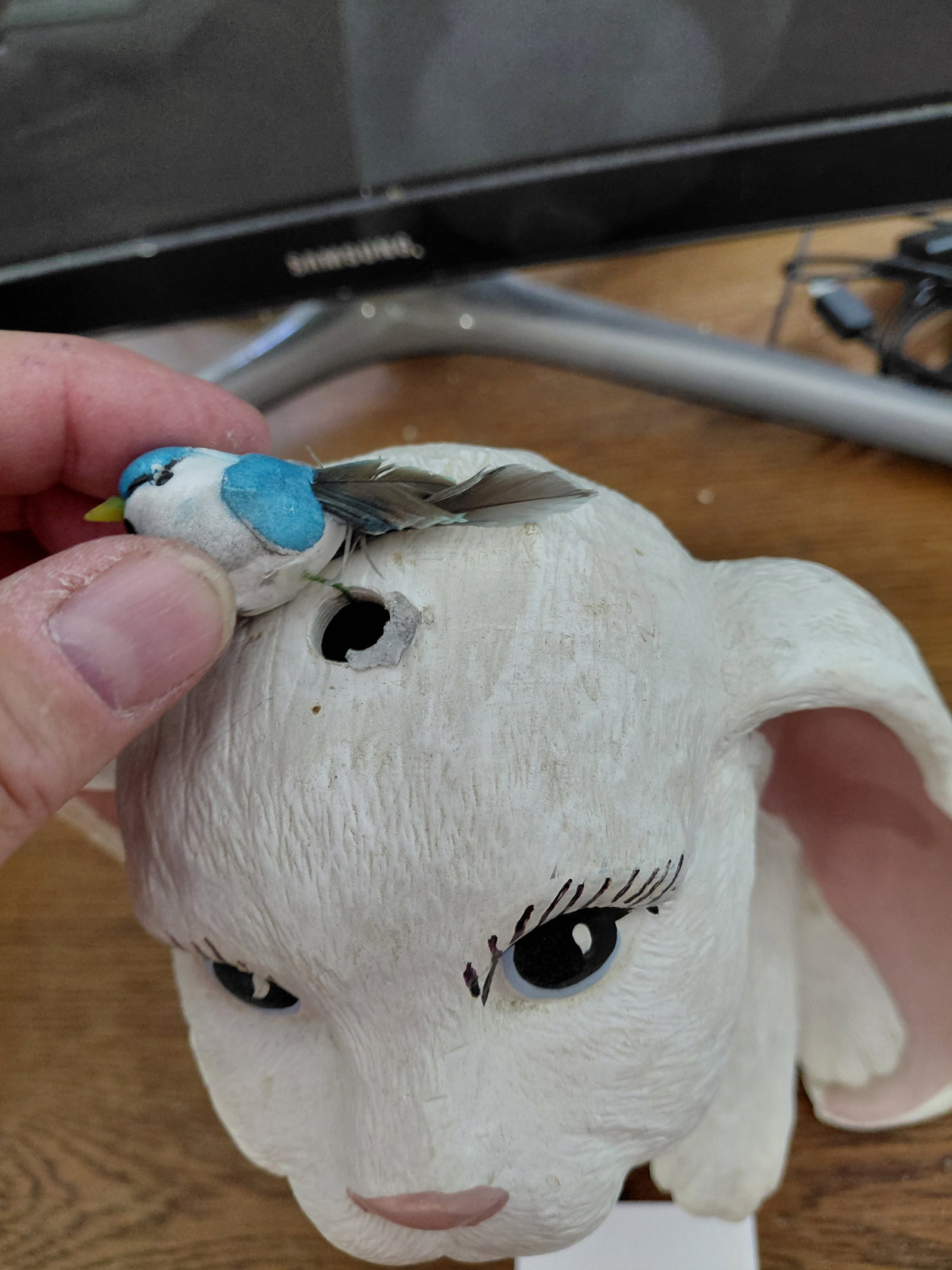 Large Ceramic Bunny Lamp Base - 5