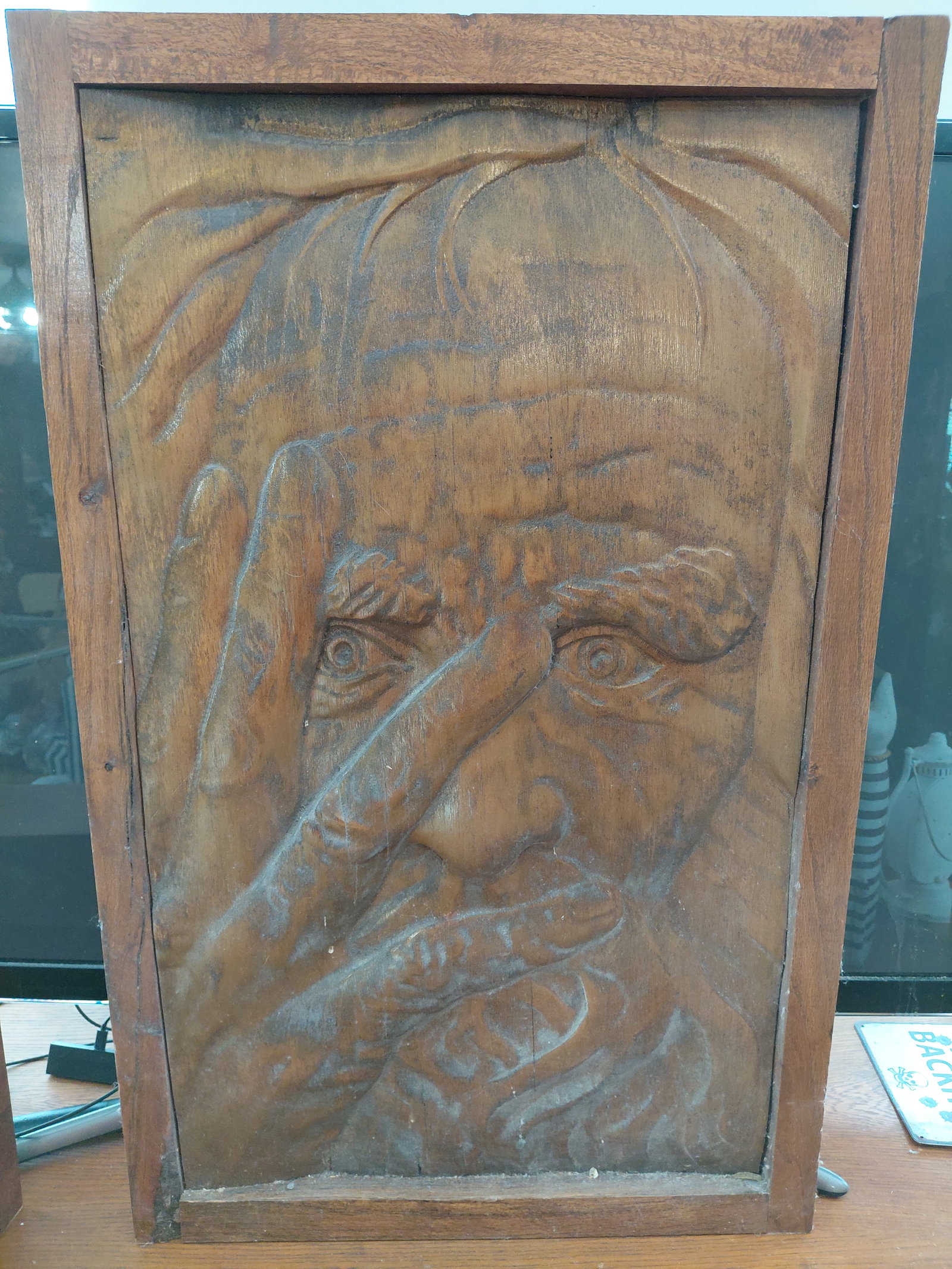Large Heavy Artist Carved Wood / Man: Large Heavy Artist Carved Wood / Man