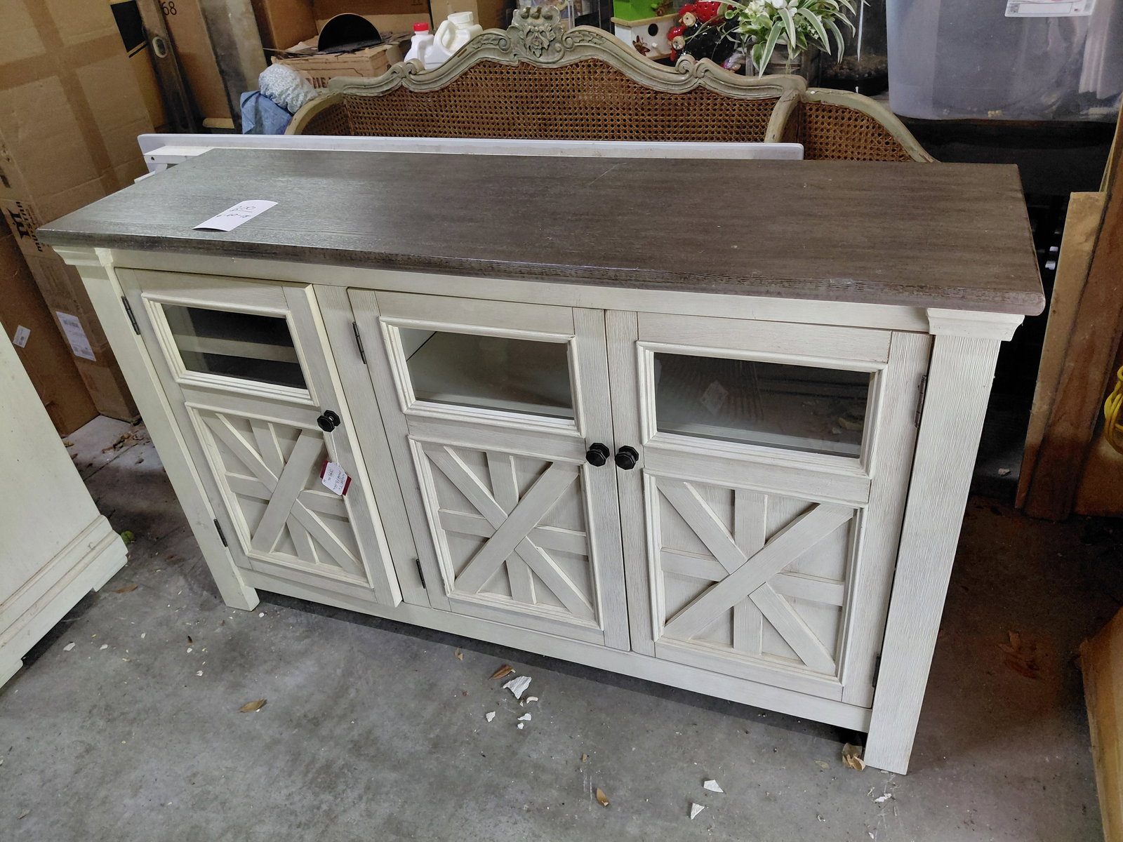 White Rustic Wood Credenza (1 of 9)