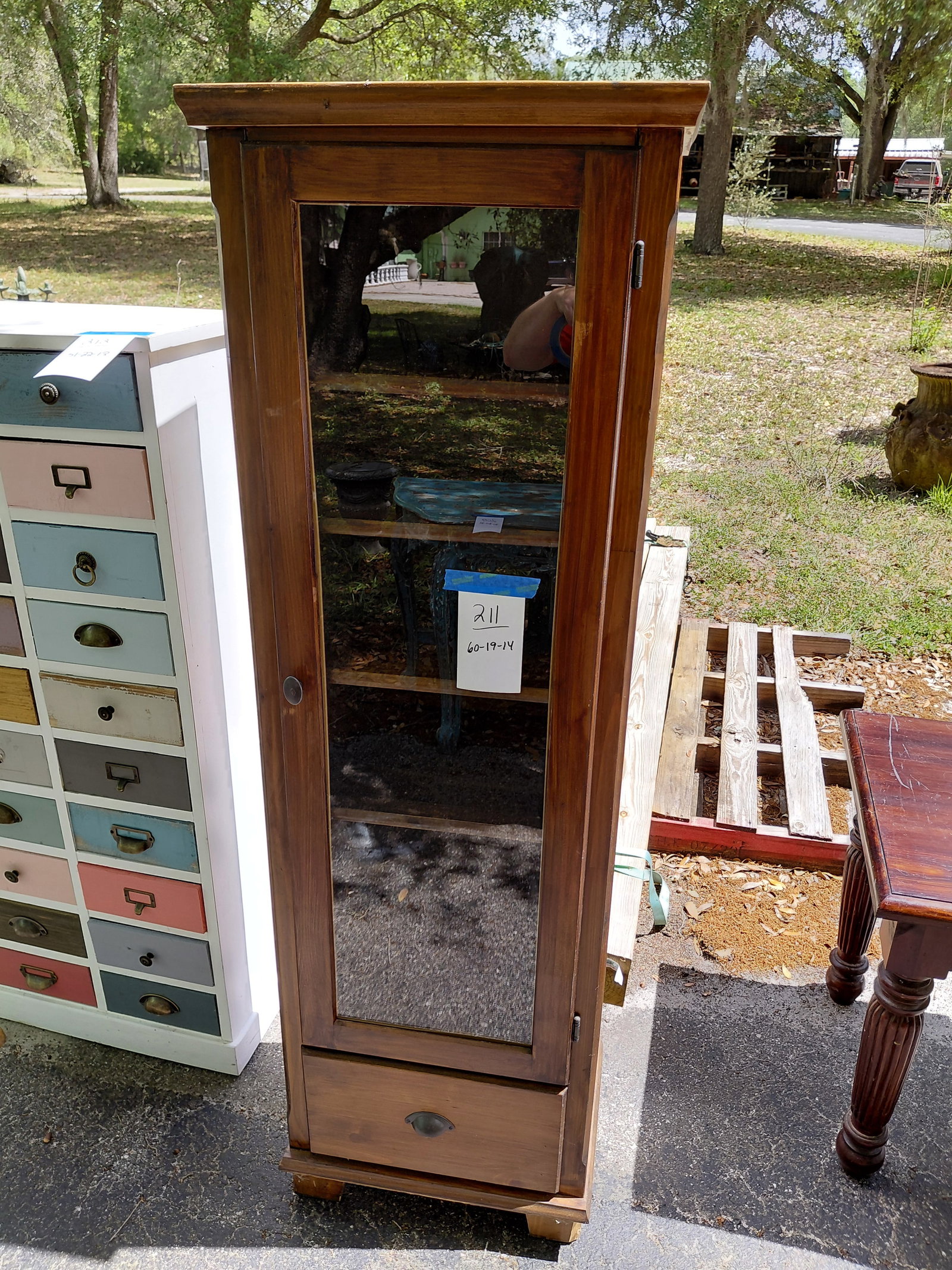 Tall Glass Front Wood Cabinet: Tall Glass Front Wood Cabinet