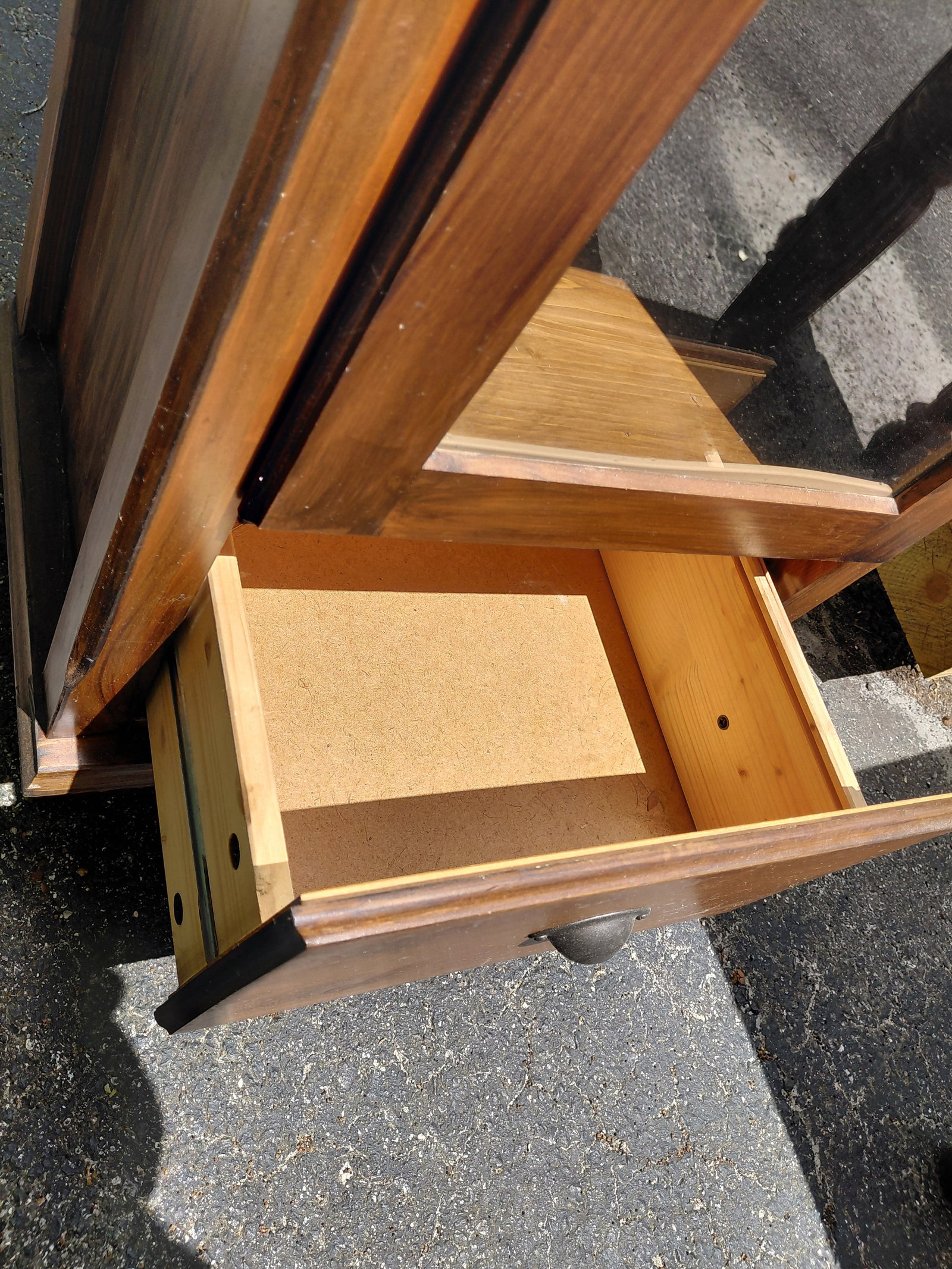 Tall Glass Front Wood Cabinet - 5