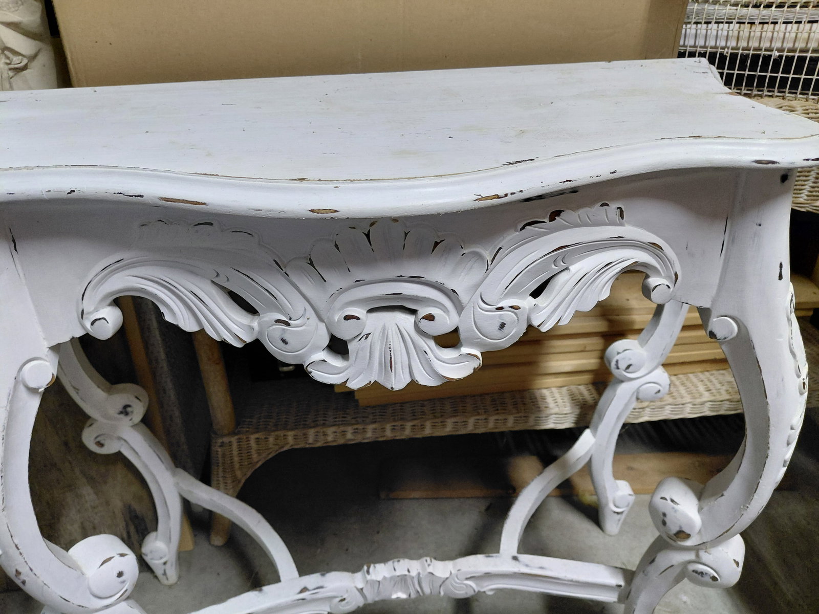 White Rustic Finish Entry Table - 3