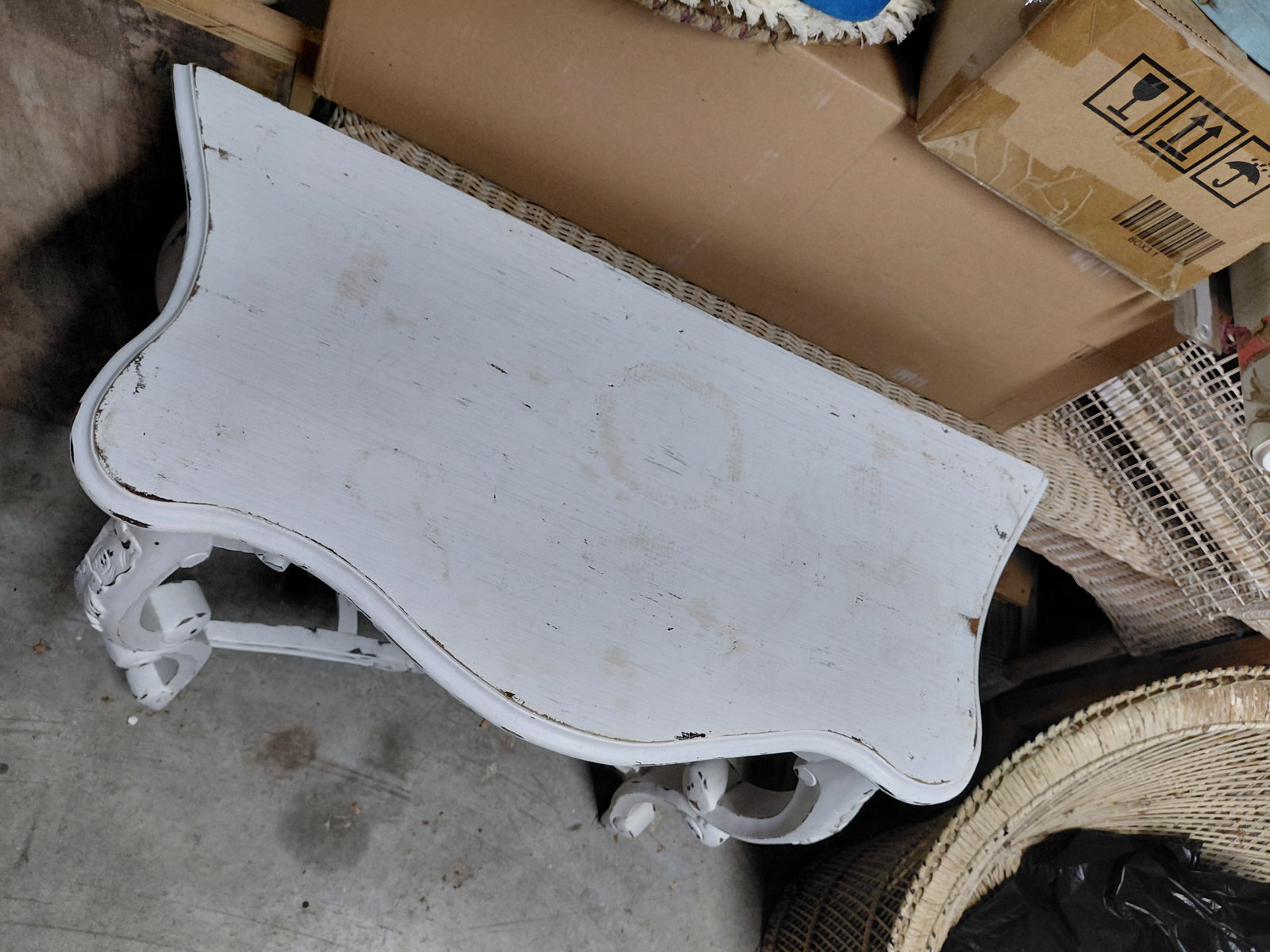 White Rustic Finish Entry Table - 5