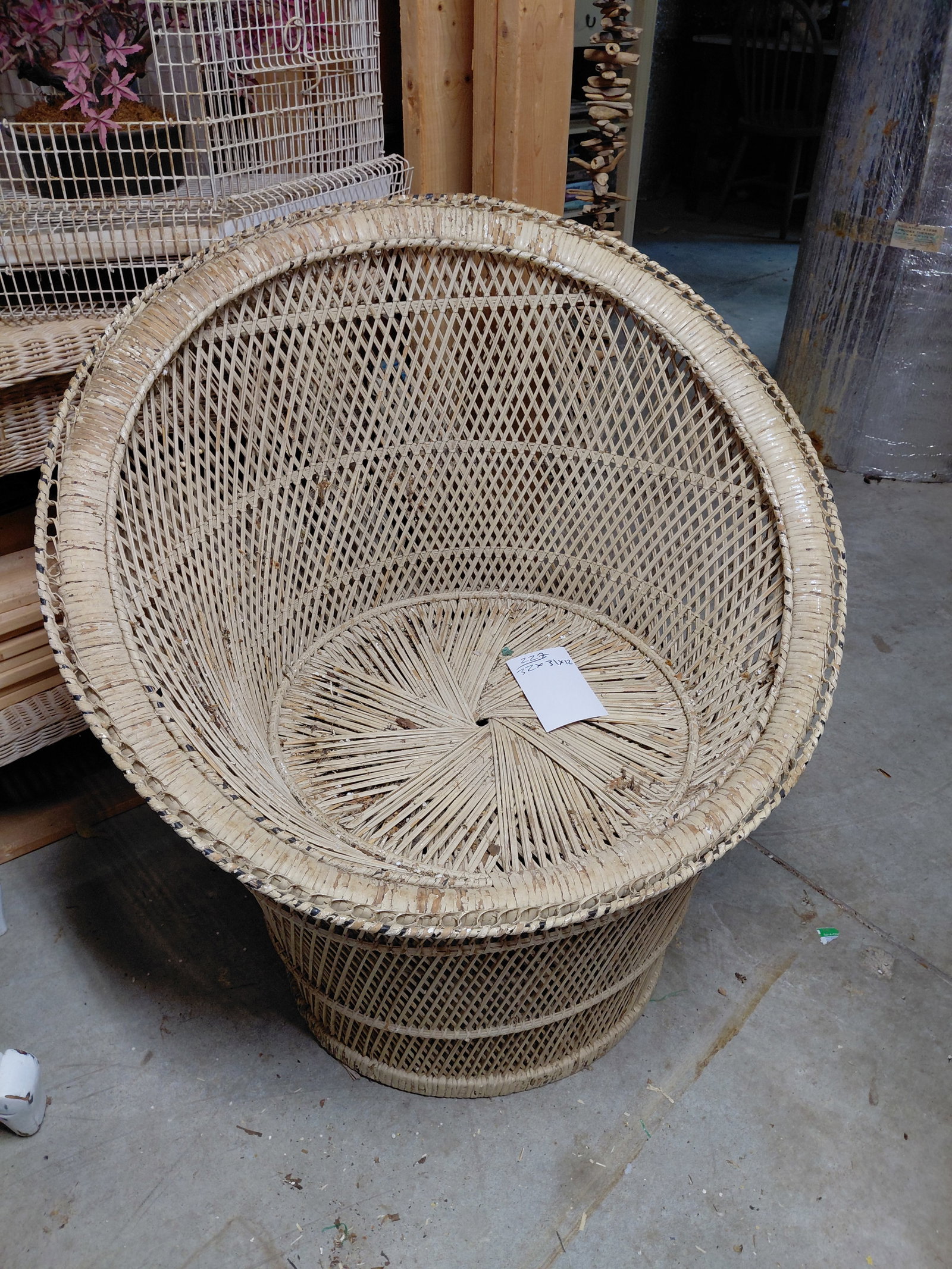 Vintage Wicker Rattan Peacock Barrel Chair (1 of 6)