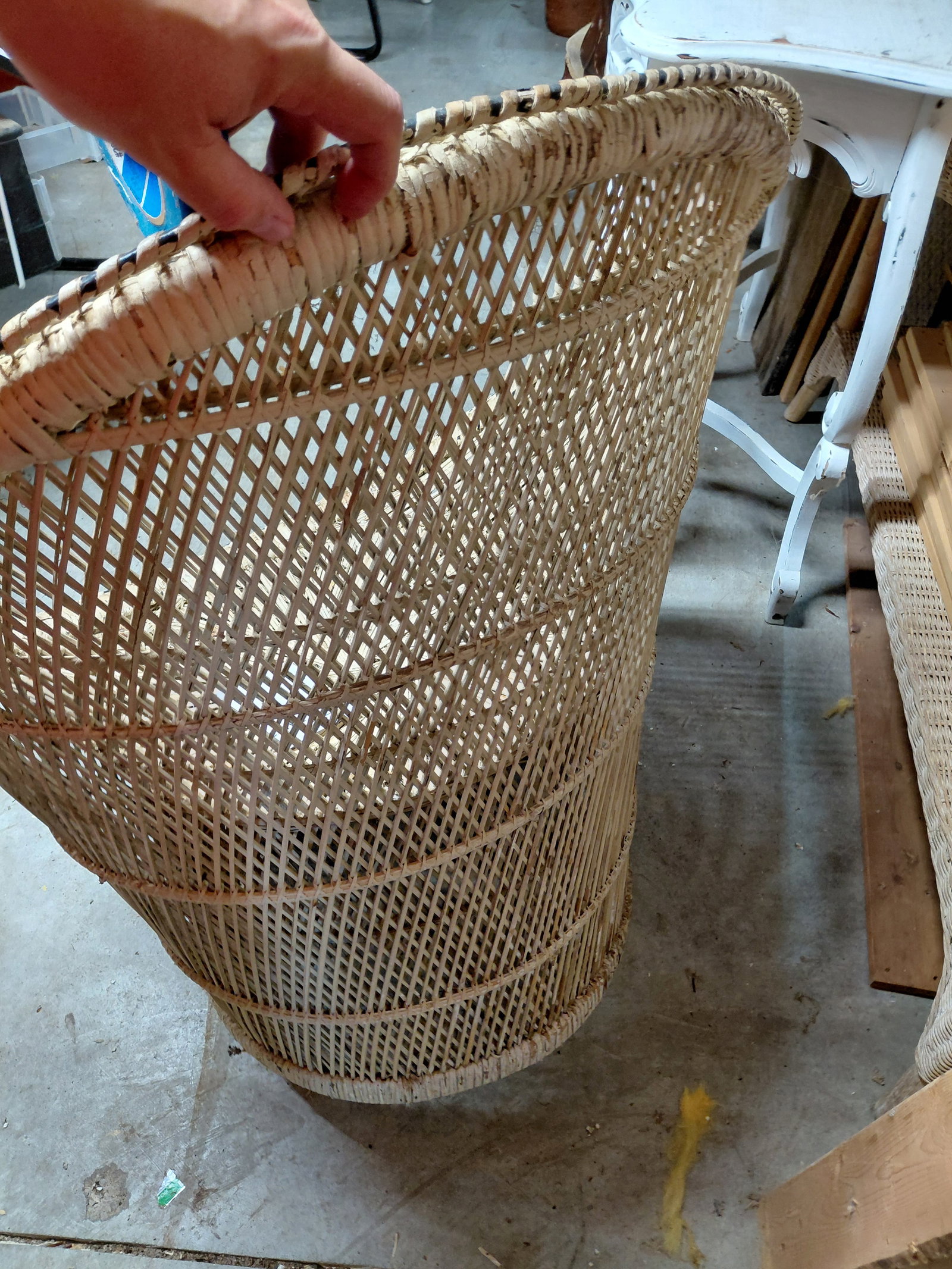Vintage Wicker Rattan Peacock Barrel Chair - 5