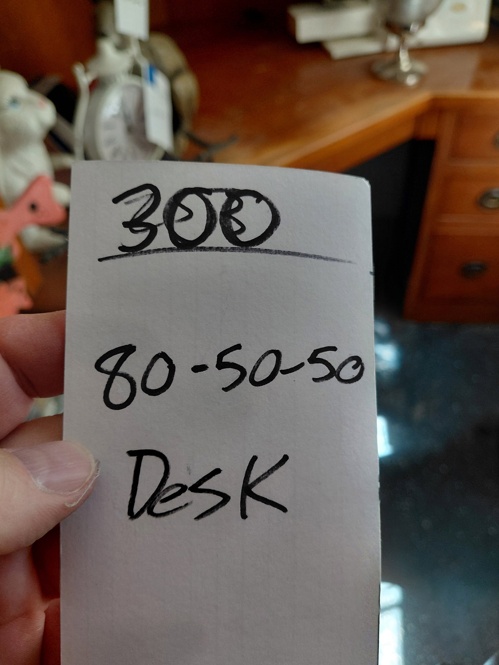 Wood Corner Desk / As seen/ items on shelves not included - 2