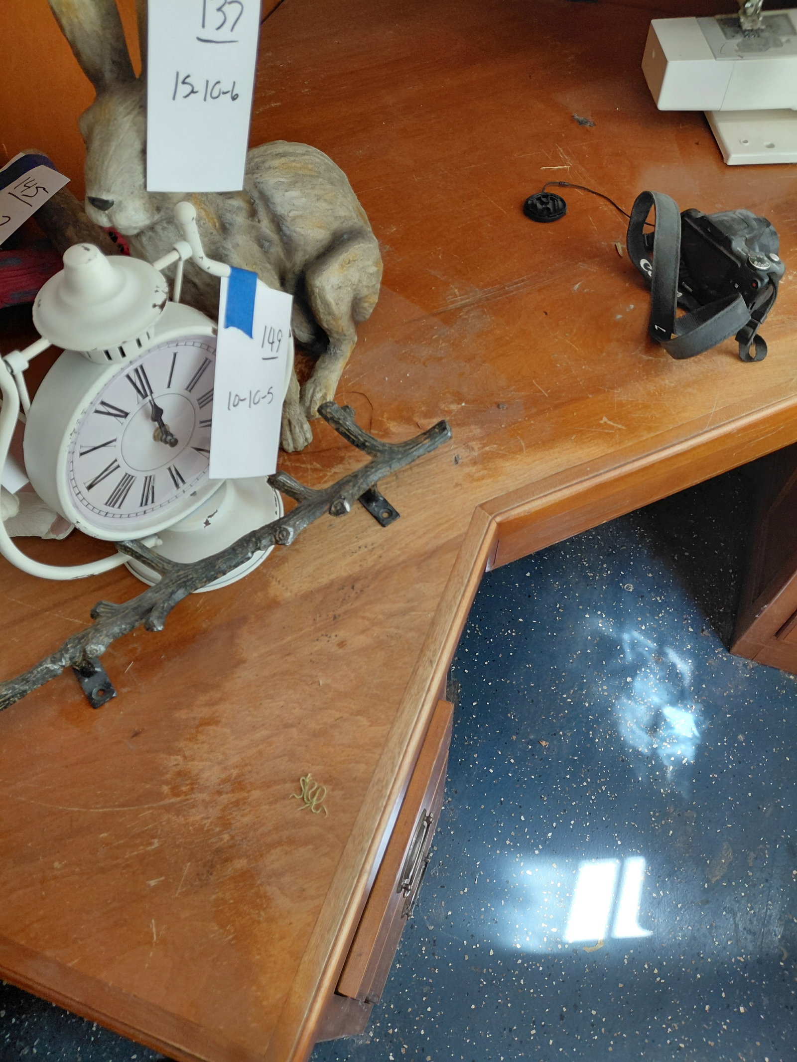 Wood Corner Desk / As seen/ items on shelves not included - 9
