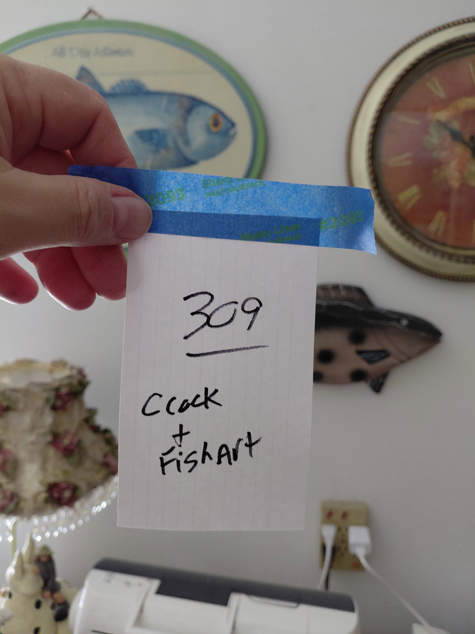 Lot Clock and Fish Wall Art - 2