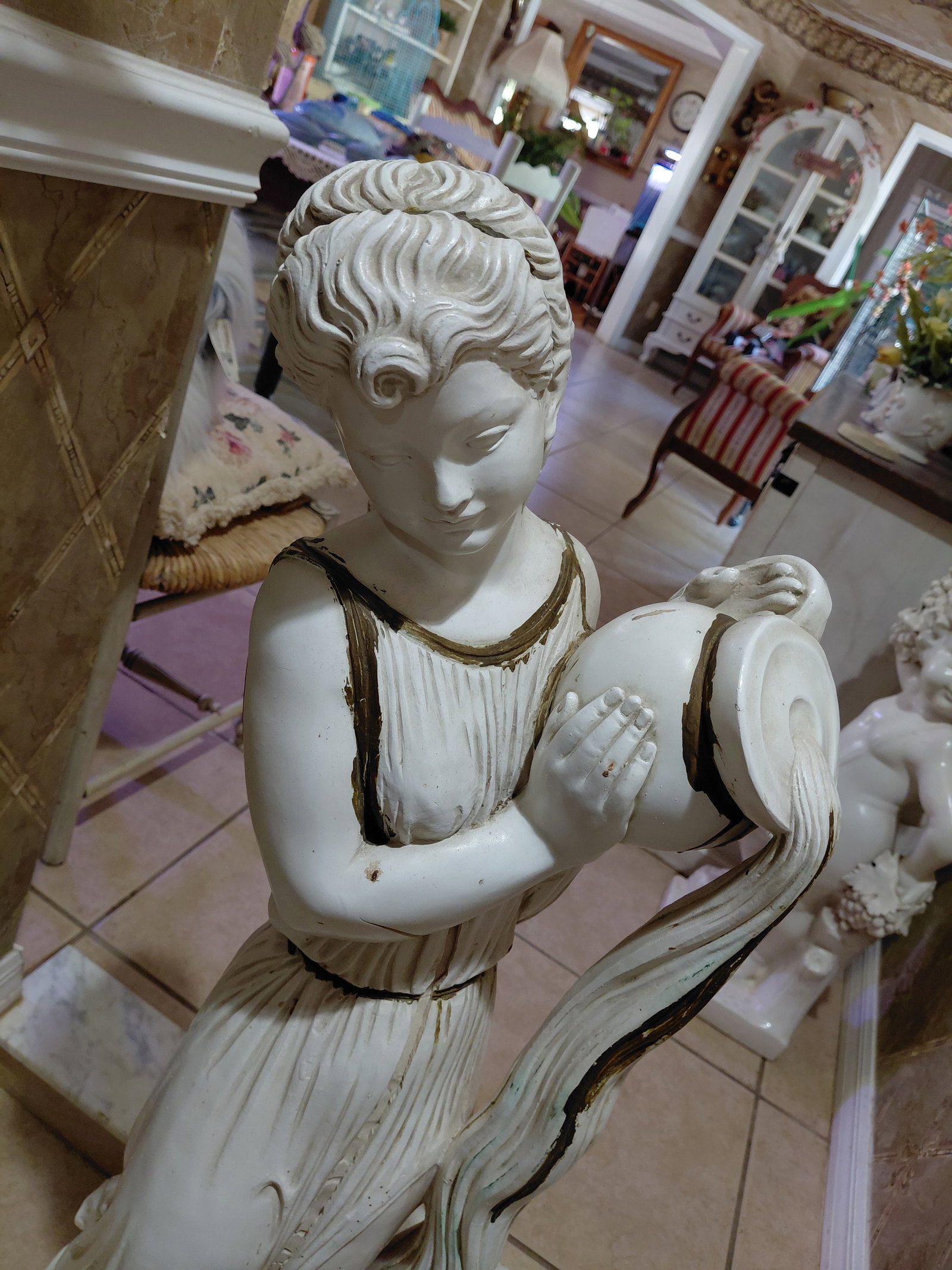 Large Resin Statue Greek Woman with Urn - 3