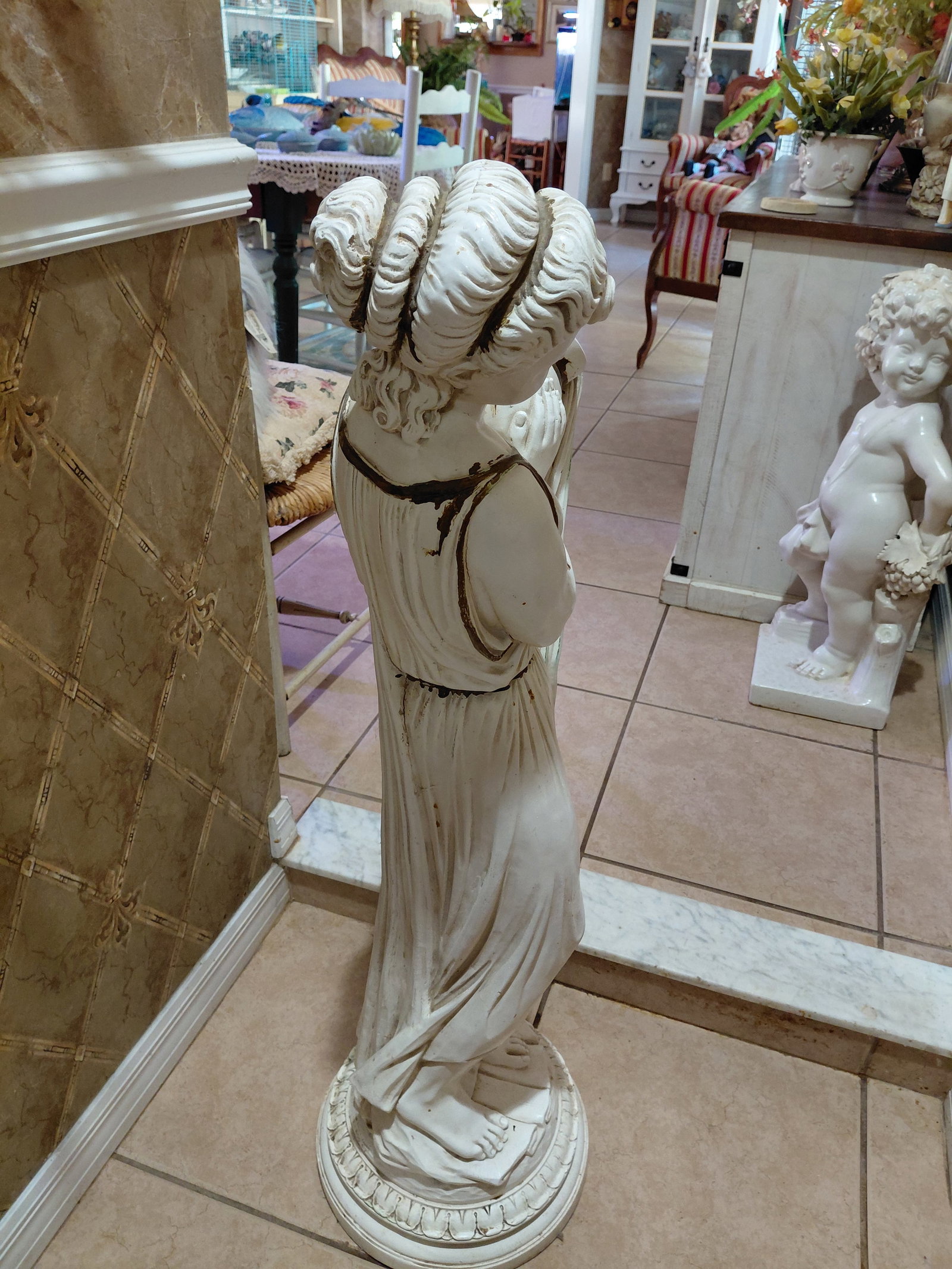 Large Resin Statue Greek Woman with Urn - 5