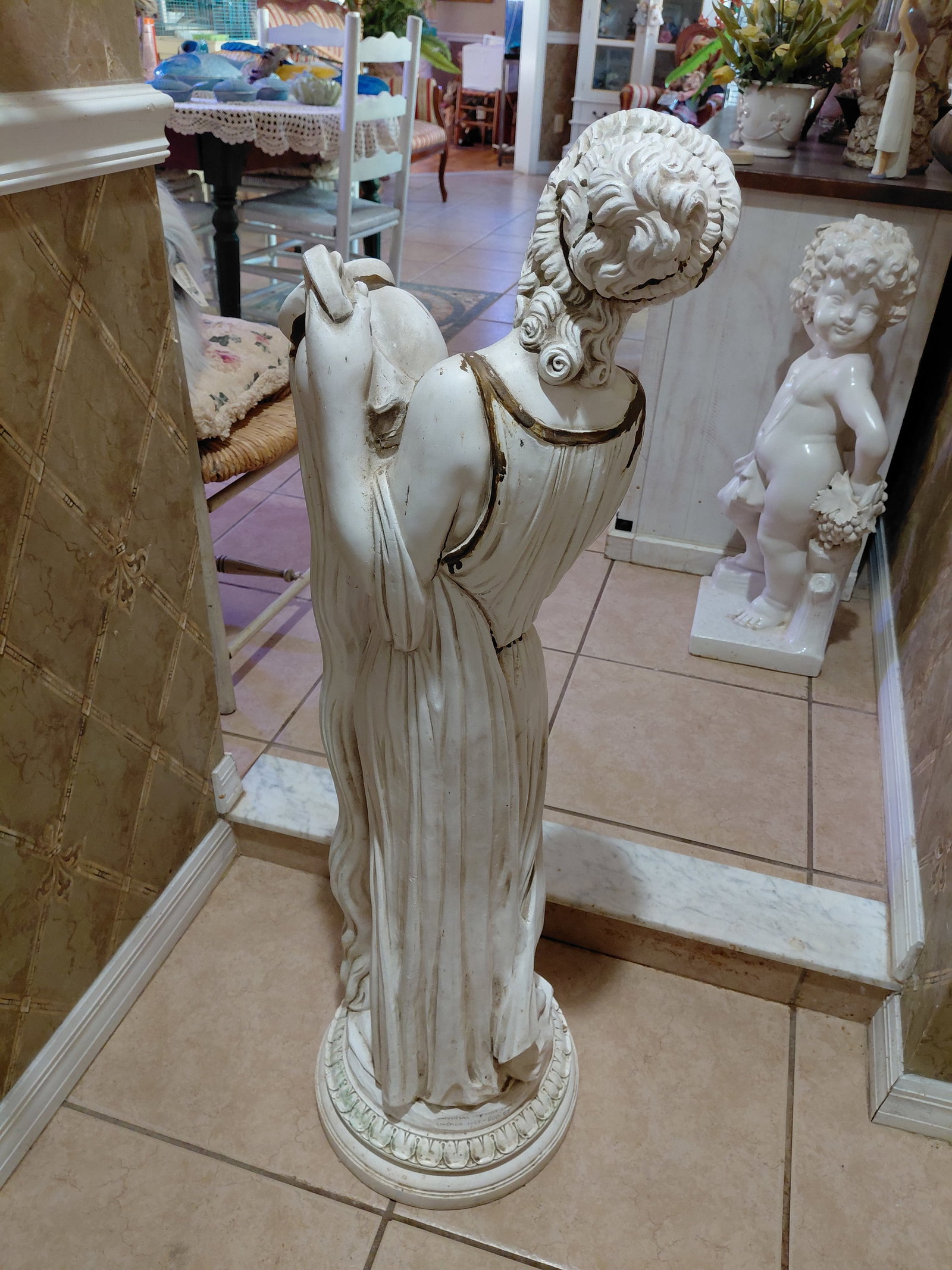 Large Resin Statue Greek Woman with Urn - 6