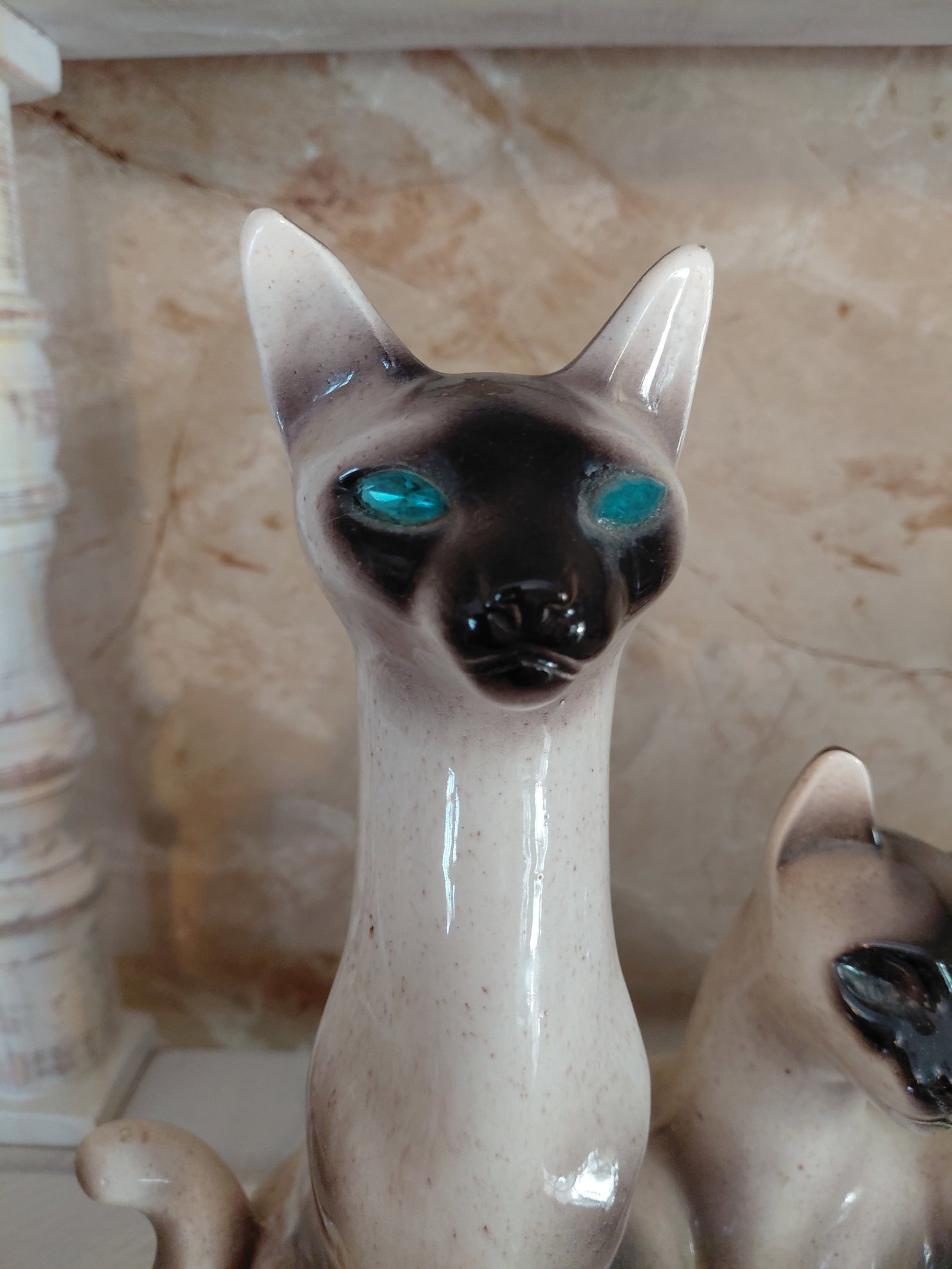 Rare Mid Century Siamese Cats TV Lamp / 1 has missing eye small chips on ears as seen - 4