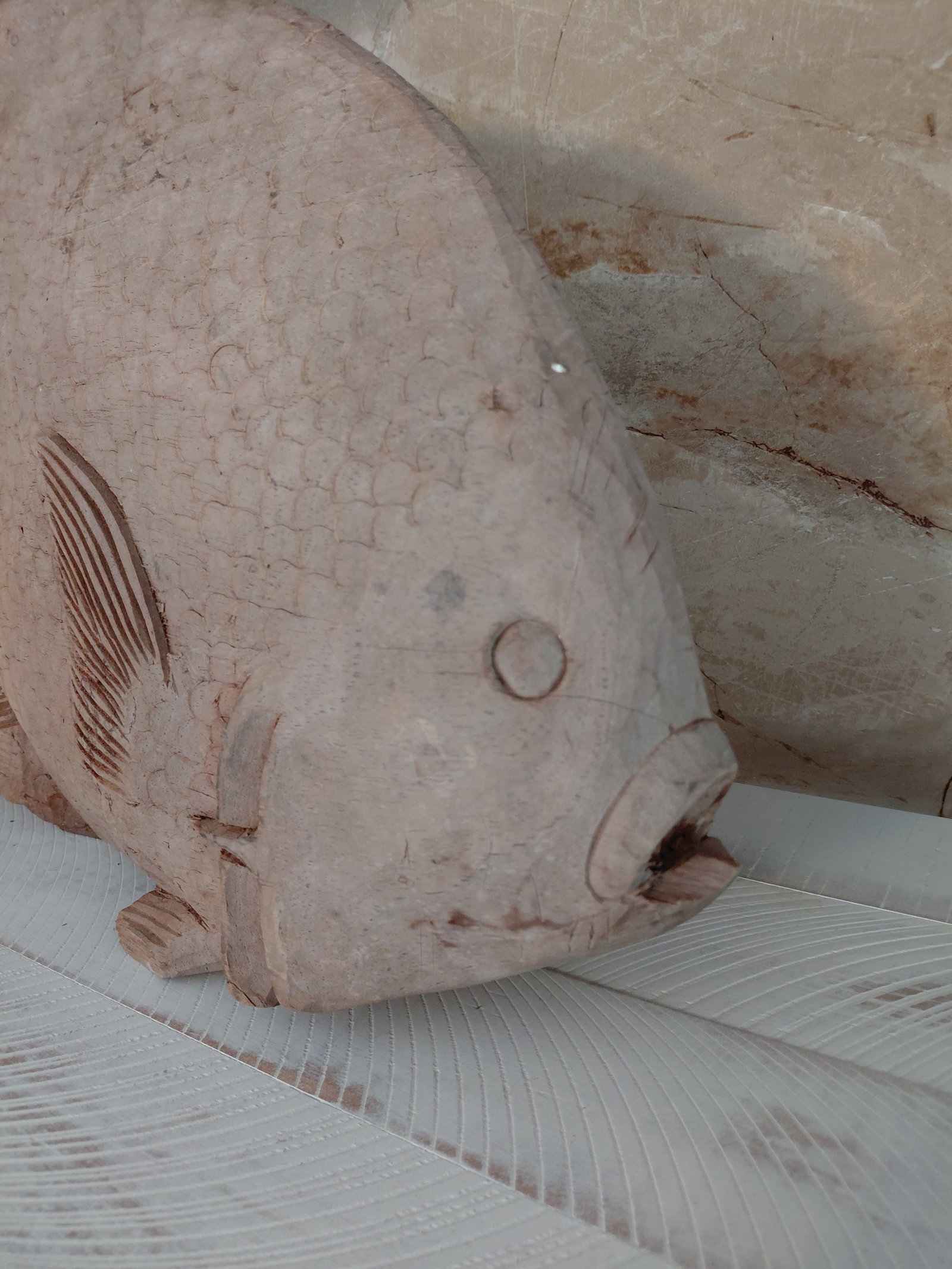Hand Carved Driftwood Fish Statue - 3