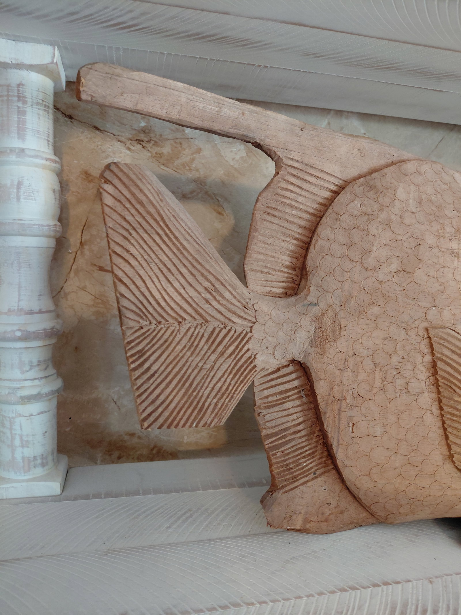 Hand Carved Driftwood Fish Statue - 4