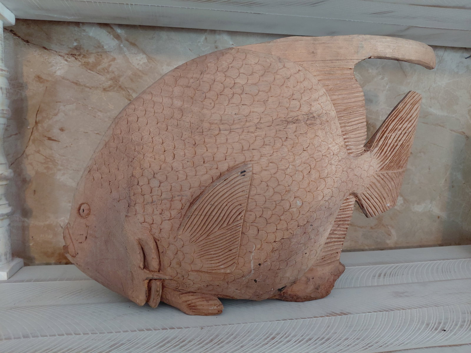 Hand Carved Driftwood Fish Statue - 5