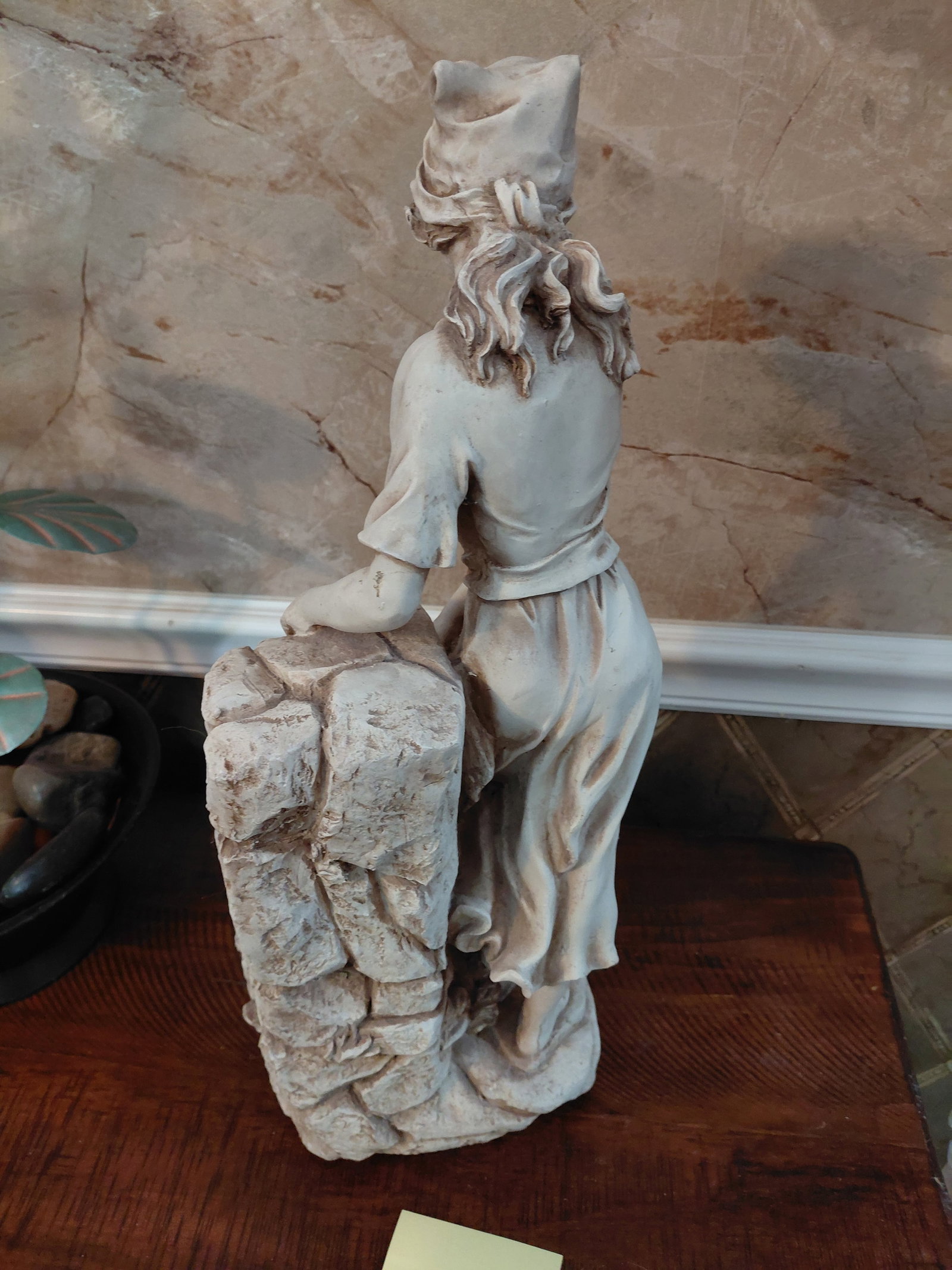 Large Resin Statue Maiden by Well - 4