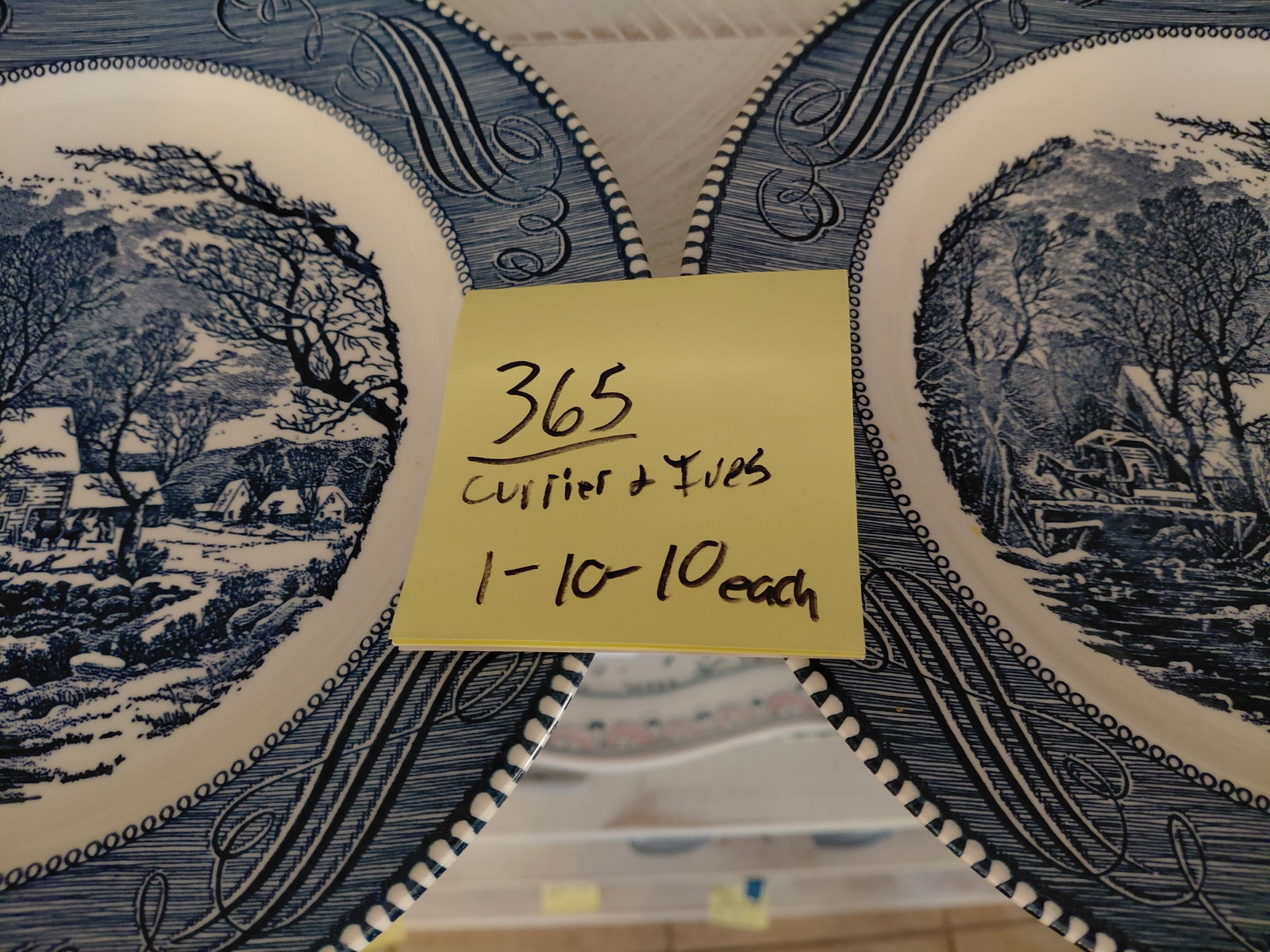 Set of 6 Currier & Ives Blue Willow Style Plates - 2