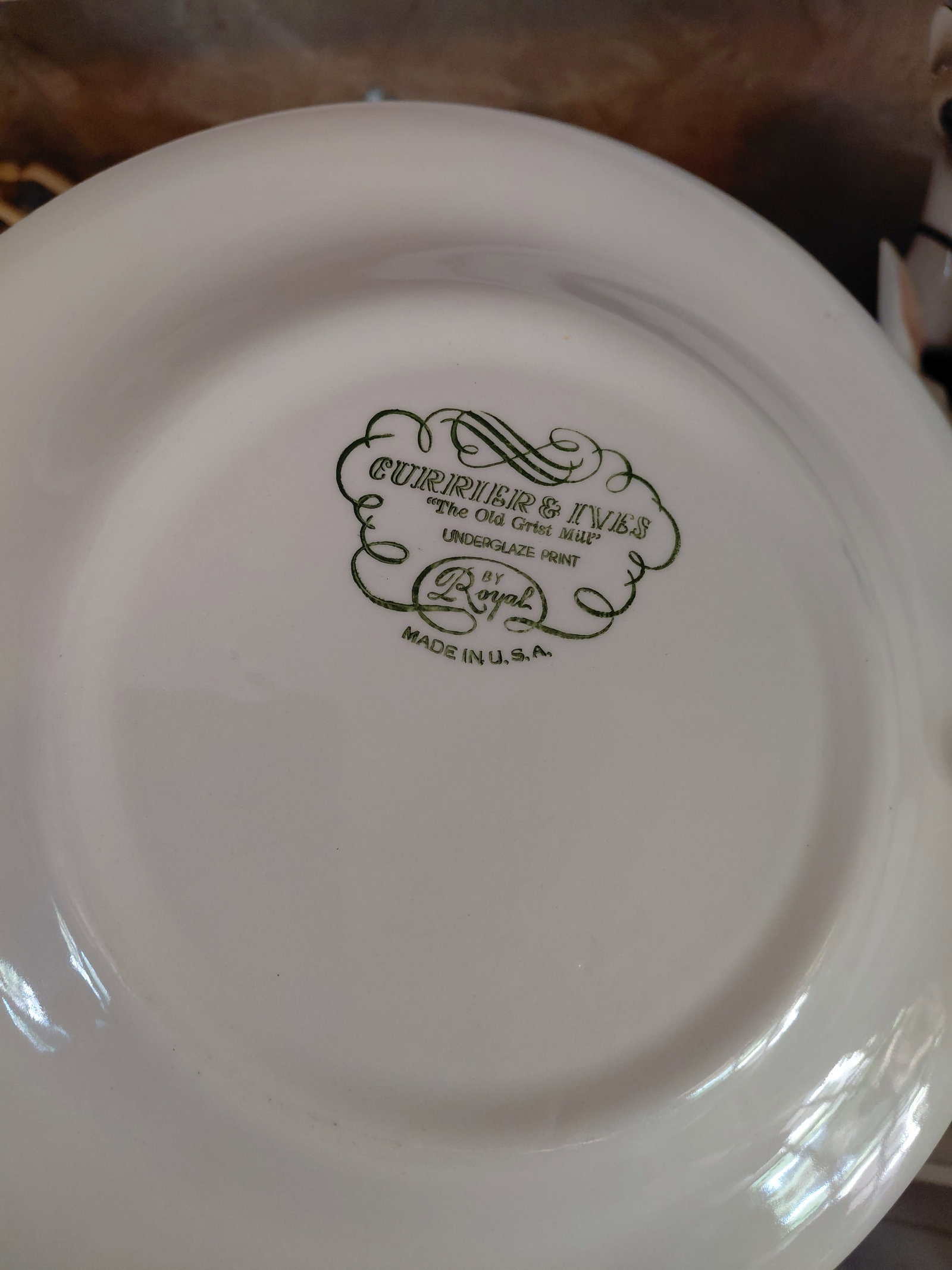 Set of 6 Currier & Ives Blue Willow Style Plates - 4