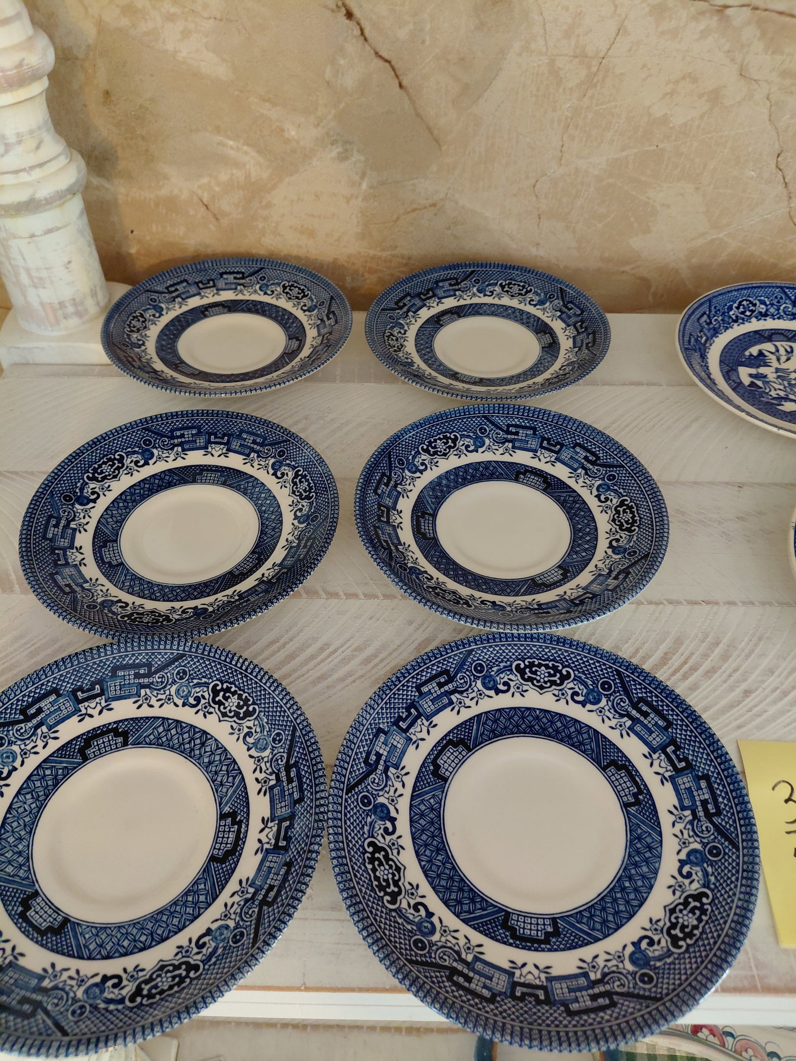 Lot of Homer Laughlin & Cracker Barrel Blue Willow Style Plates - 2