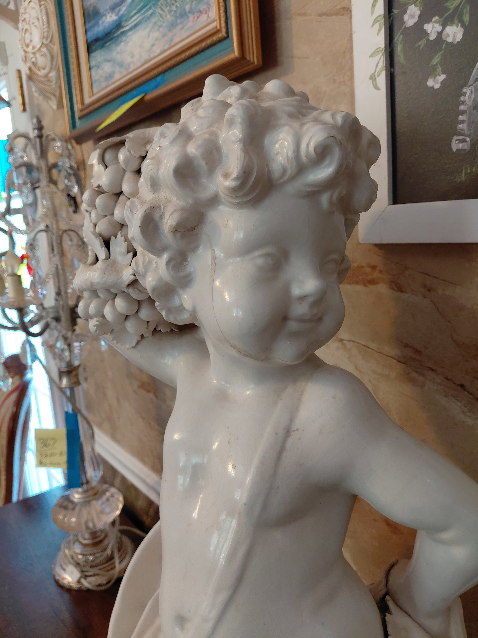 Large Vintage Cherub Statue / Ceramic / as seen - 3