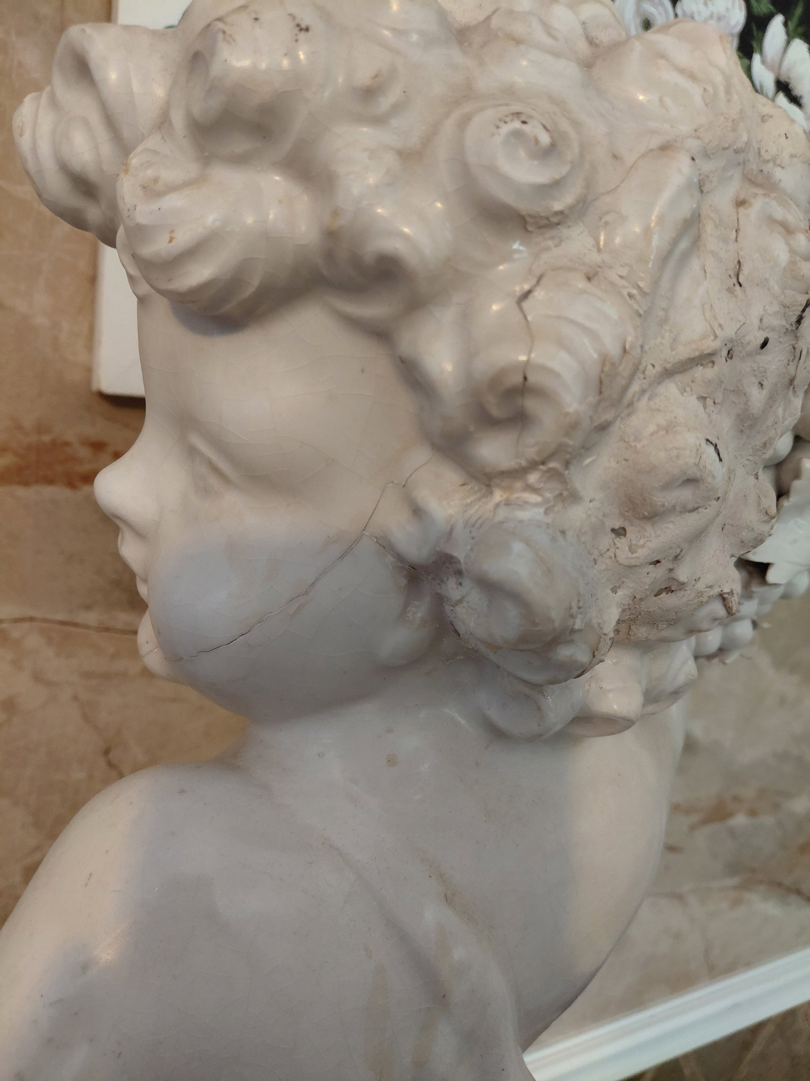 Large Vintage Cherub Statue / Ceramic / as seen - 6