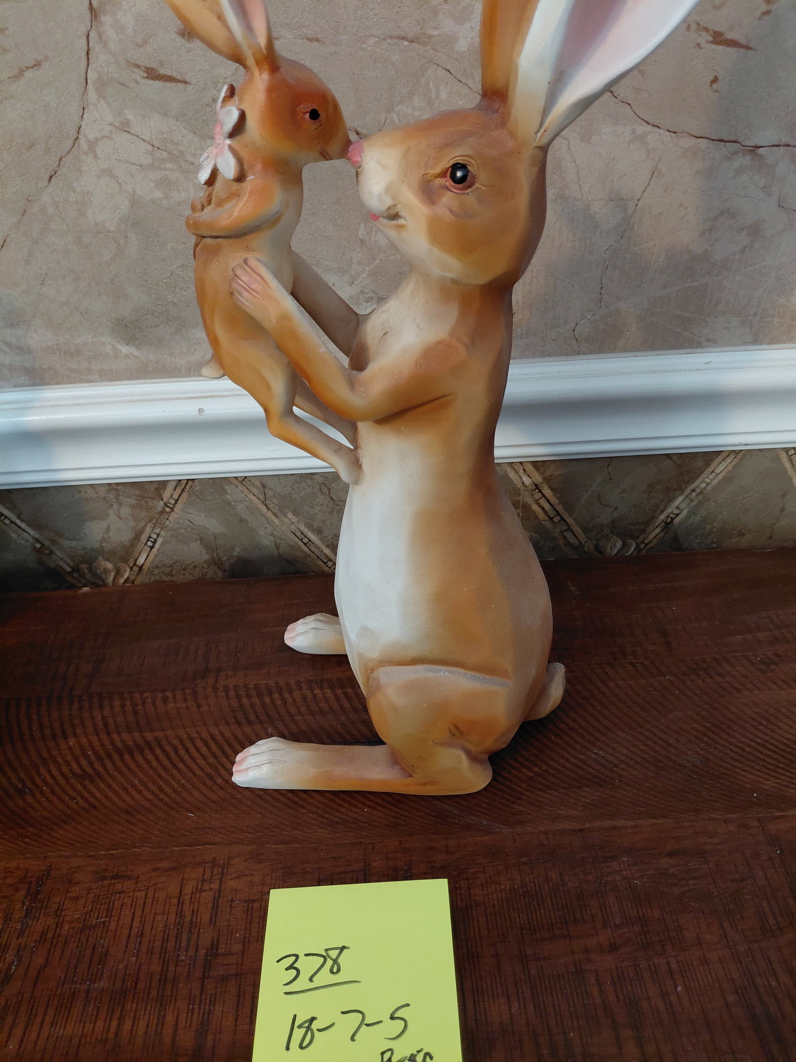 Large Resin Bunny Statue Mom and Baby - 2