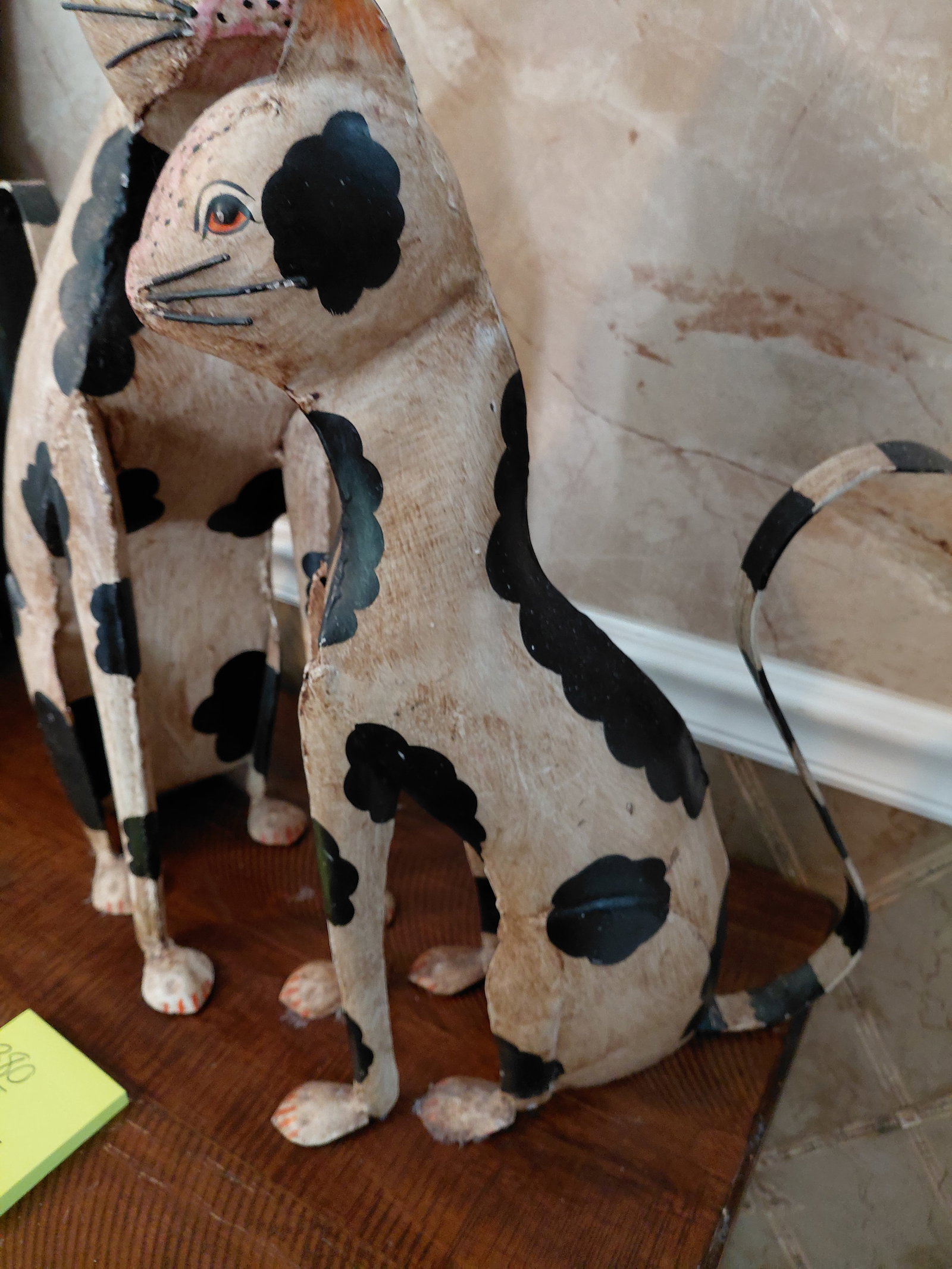 Pair of Large Metal Cat Statues - 4