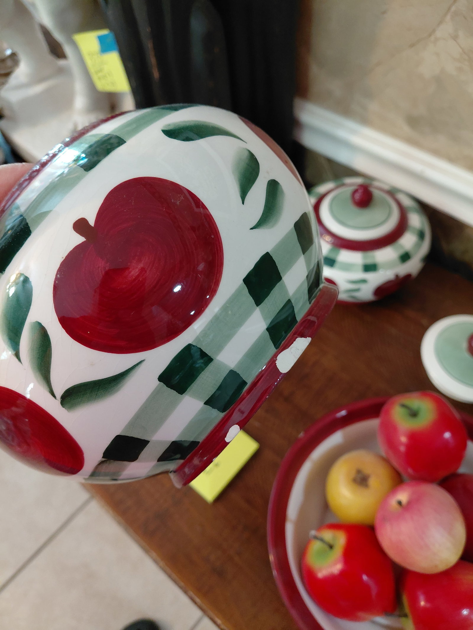 Lot of Decorative Apple Canisters and Bowl of Fruit / some chips as seen - 6
