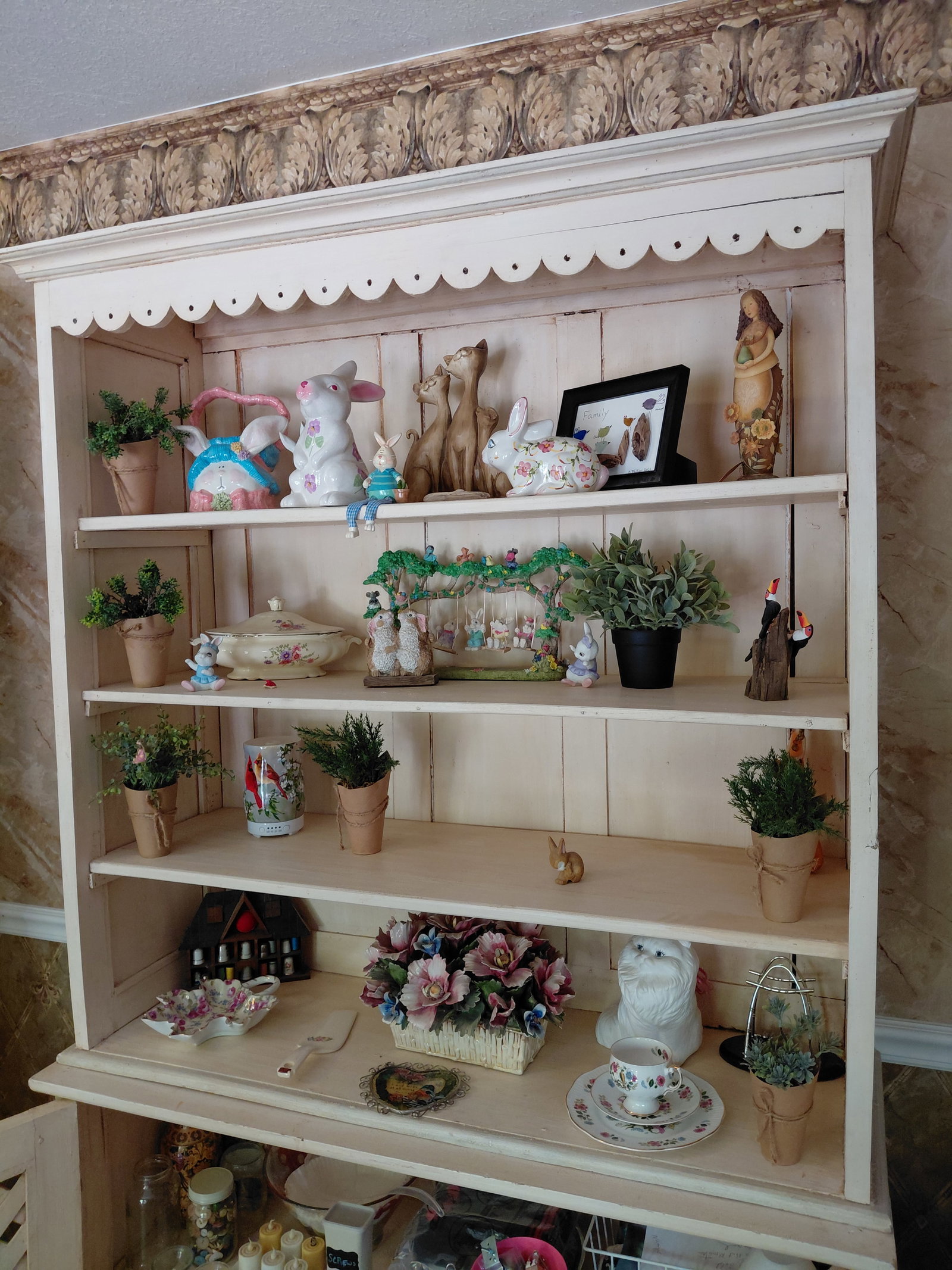 Large White French Country Hutch / Contents not included - 5