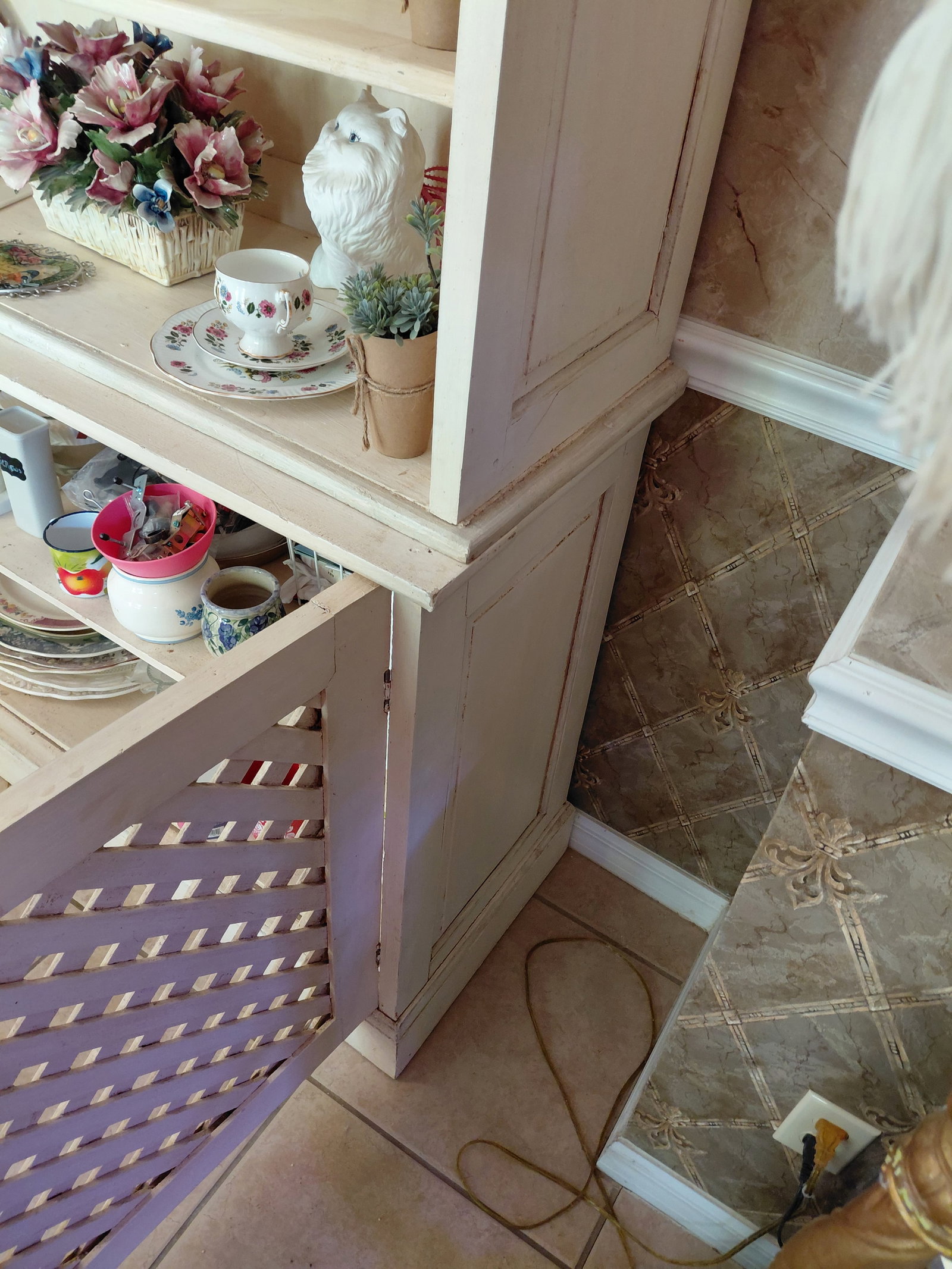 Large White French Country Hutch / Contents not included - 6