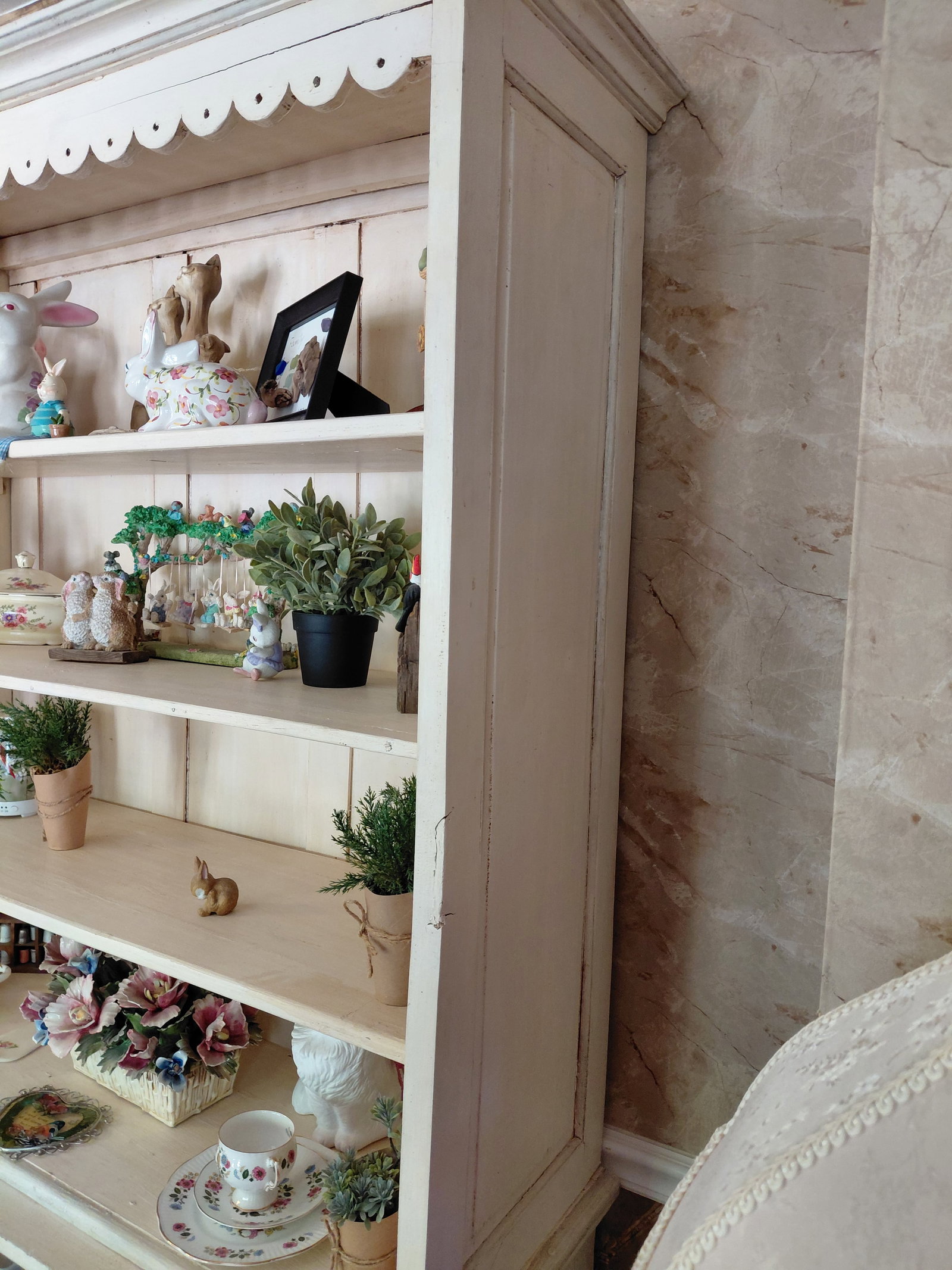 Large White French Country Hutch / Contents not included - 7