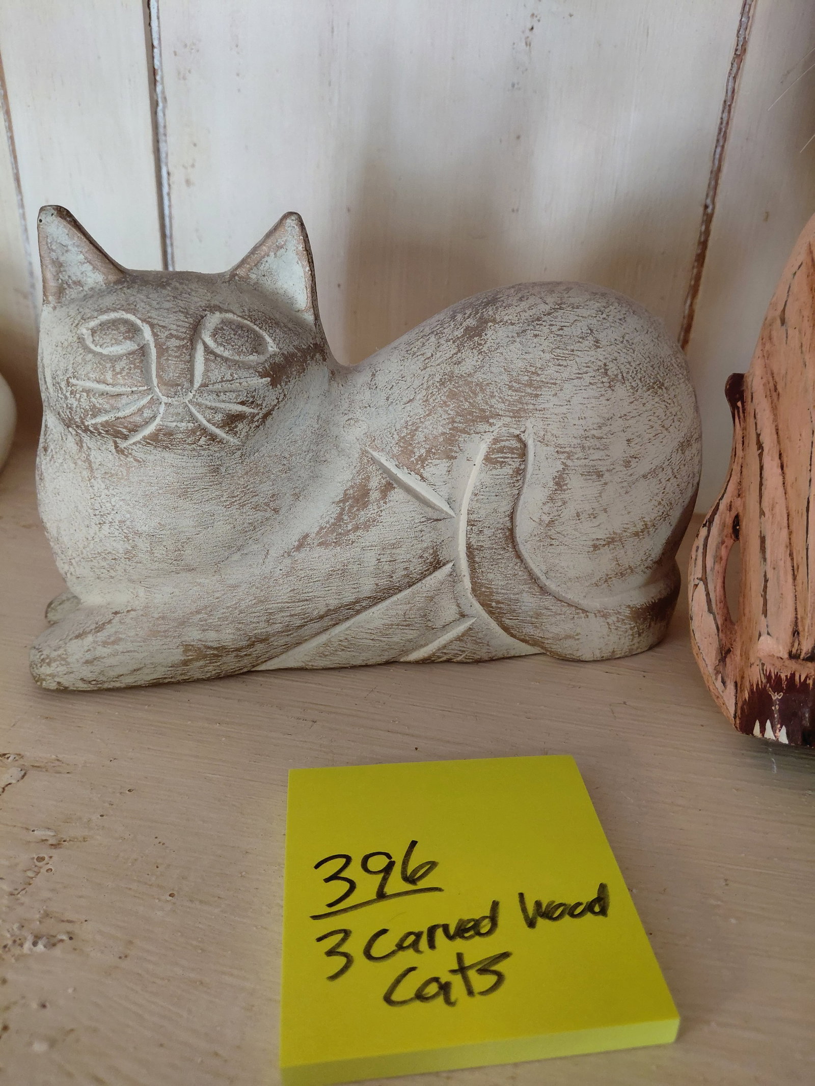 Lot of Carved Wood Cat Statues - 2