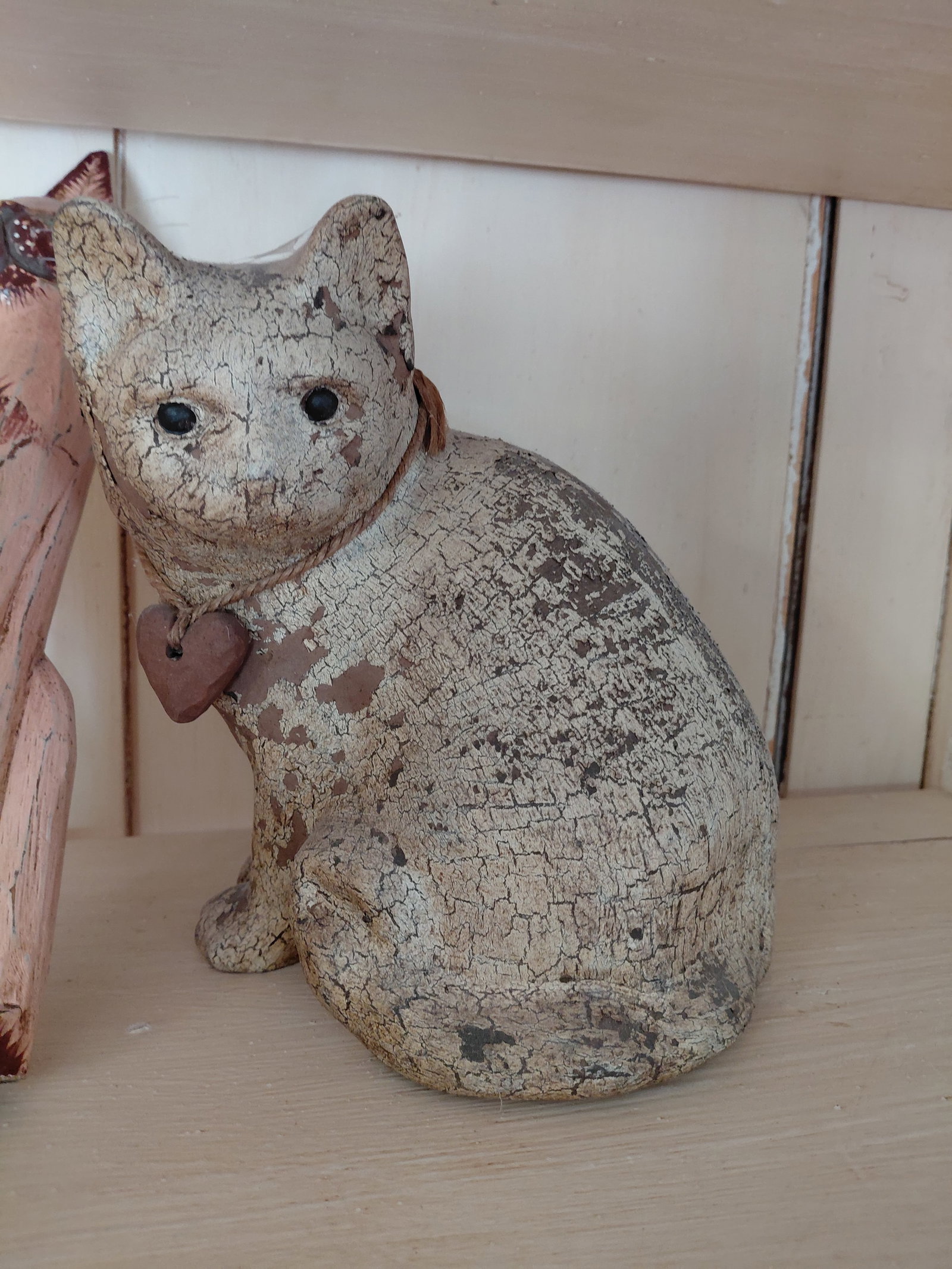 Lot of Carved Wood Cat Statues - 3