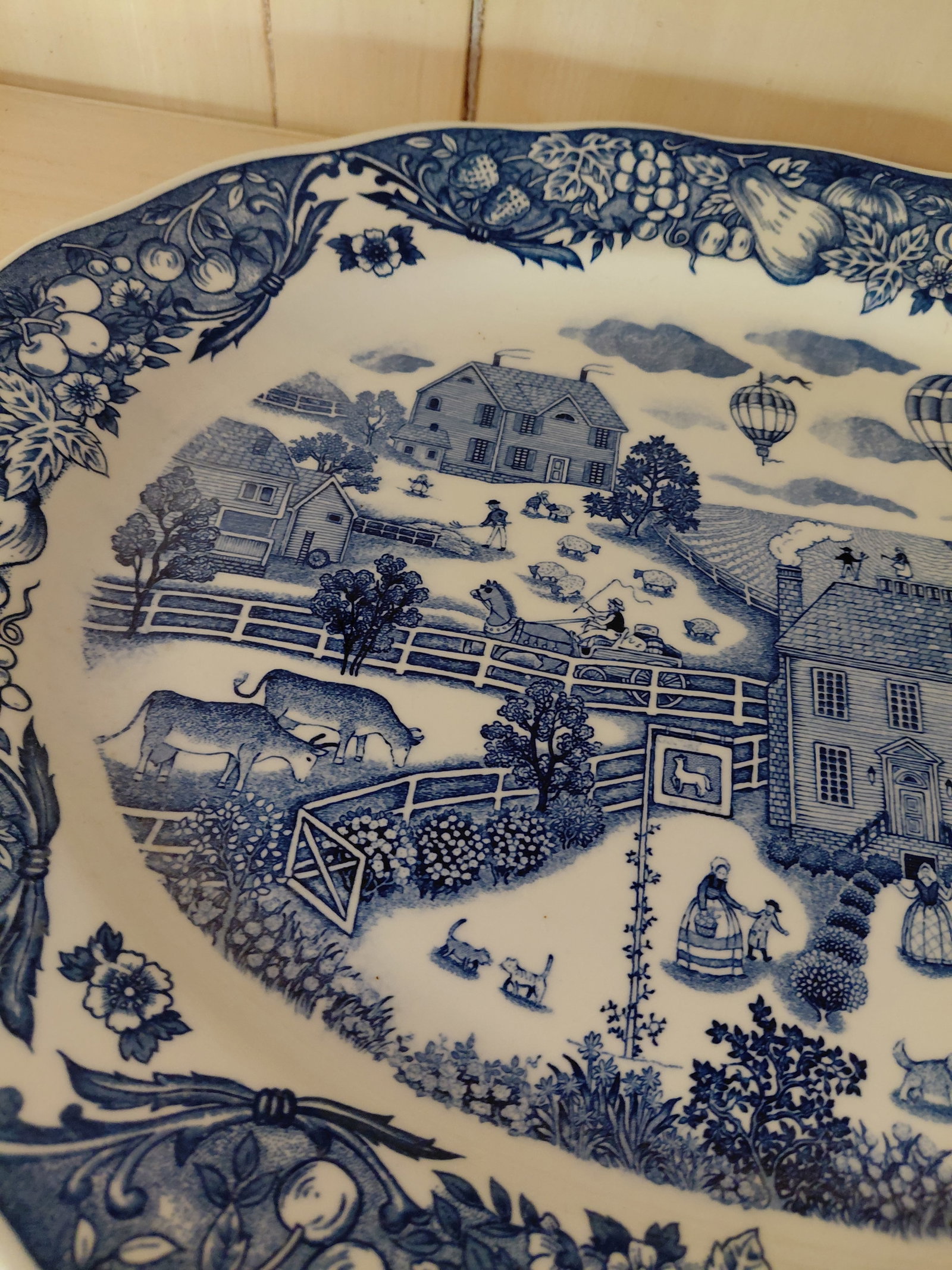 Large Blue Willow Style Platter - 3