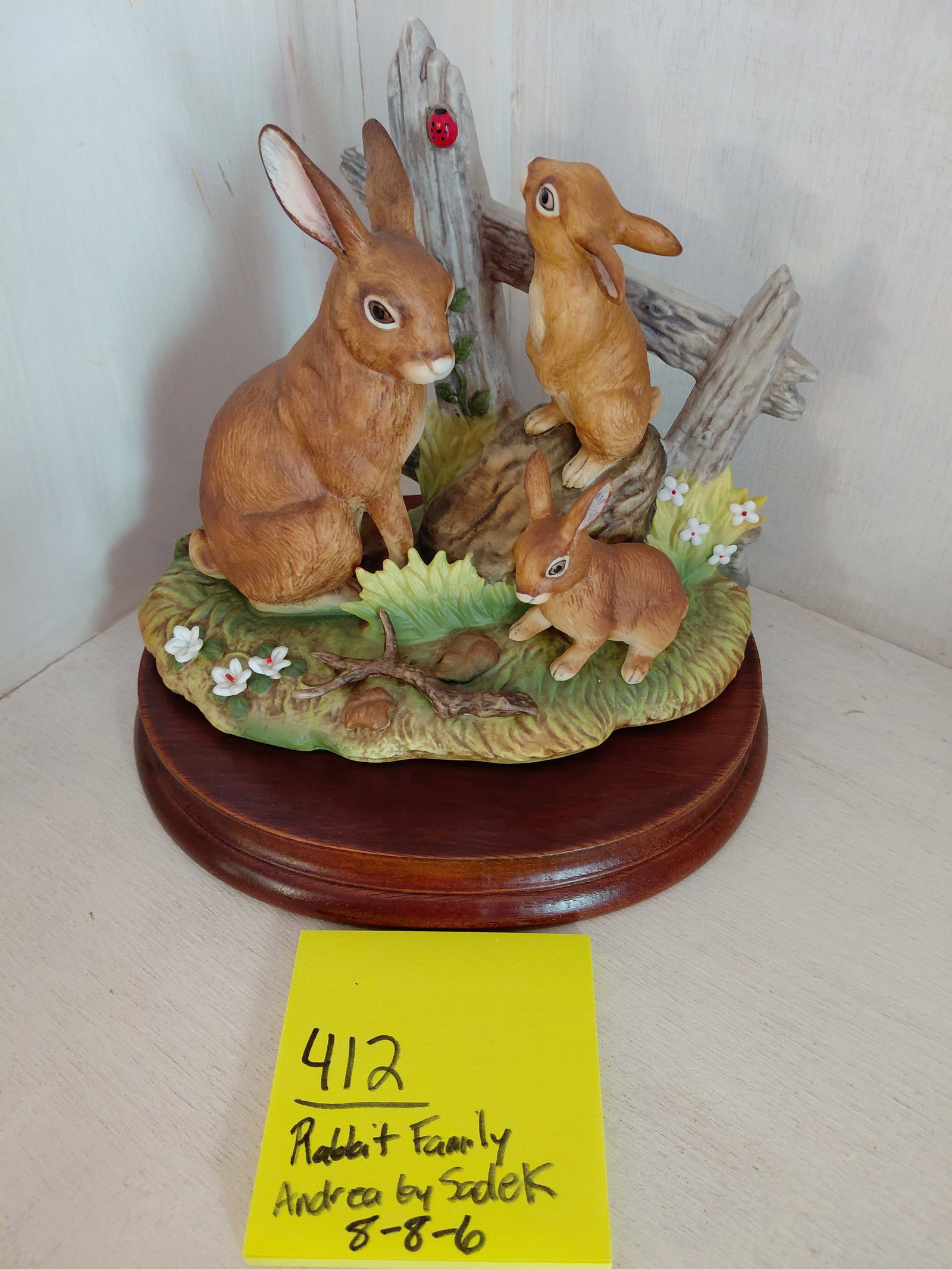 Andrea by Sadek Porcelain Statue / Rabbit Family - 2