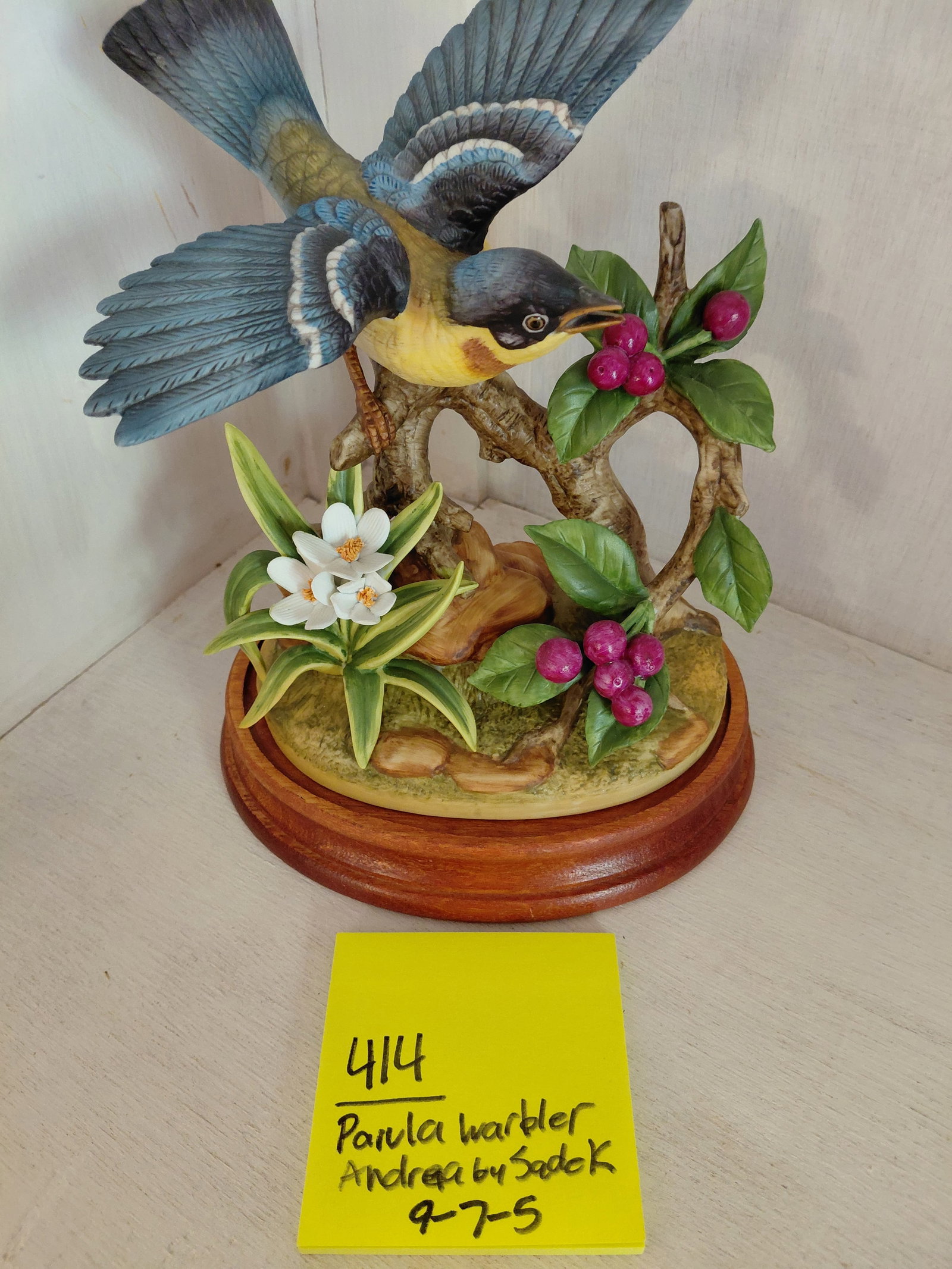 Andrea by Sadek Porcelain Statue / Parula Warbler - 2