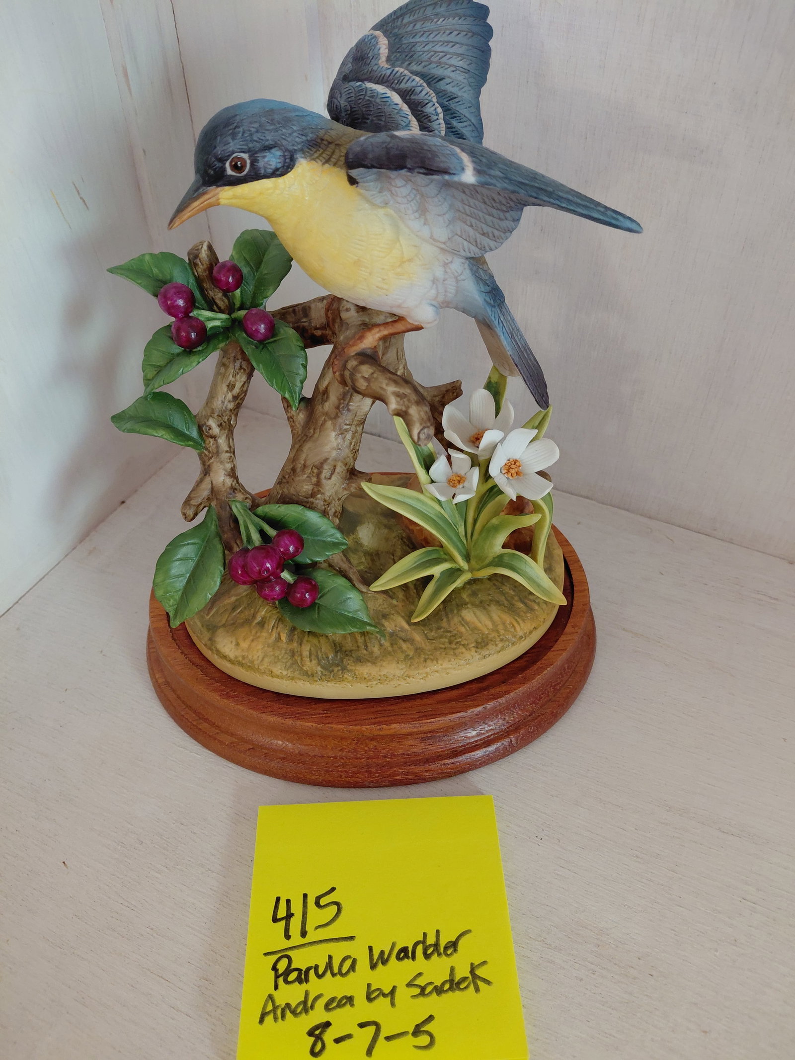 Andrea by Sadek Porcelain Statue / Parula Warbler - 2