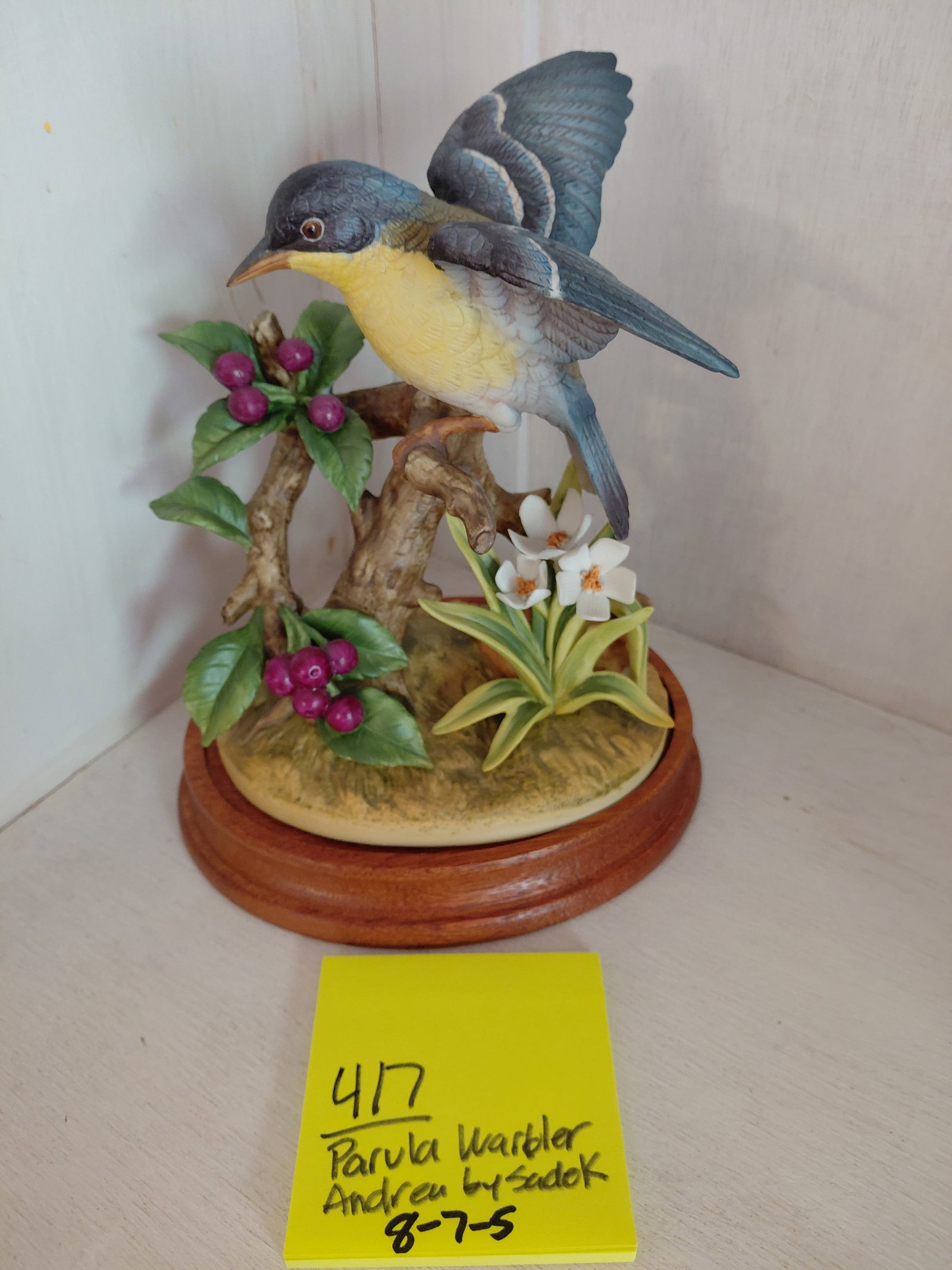 Andrea by Sadek Porcelain Statue / Parula Warbler - 2