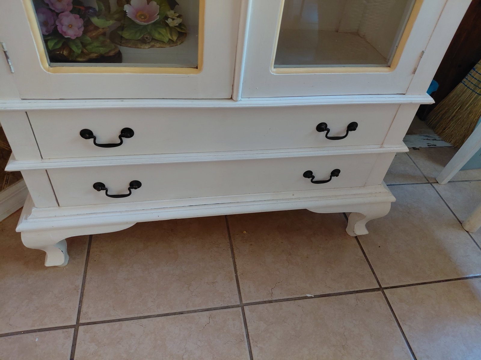 Large French Country Style Arched China Hutch / Missing Top Glass Shelf / contents not included - 6