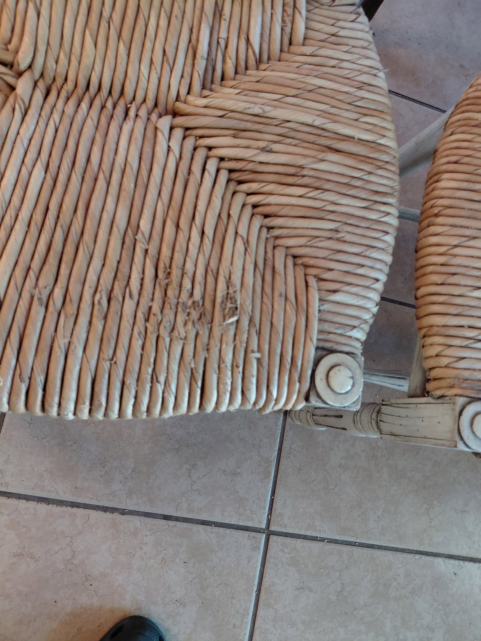 Pair of French Country Style Chairs with Woven seats/ as seen - 5