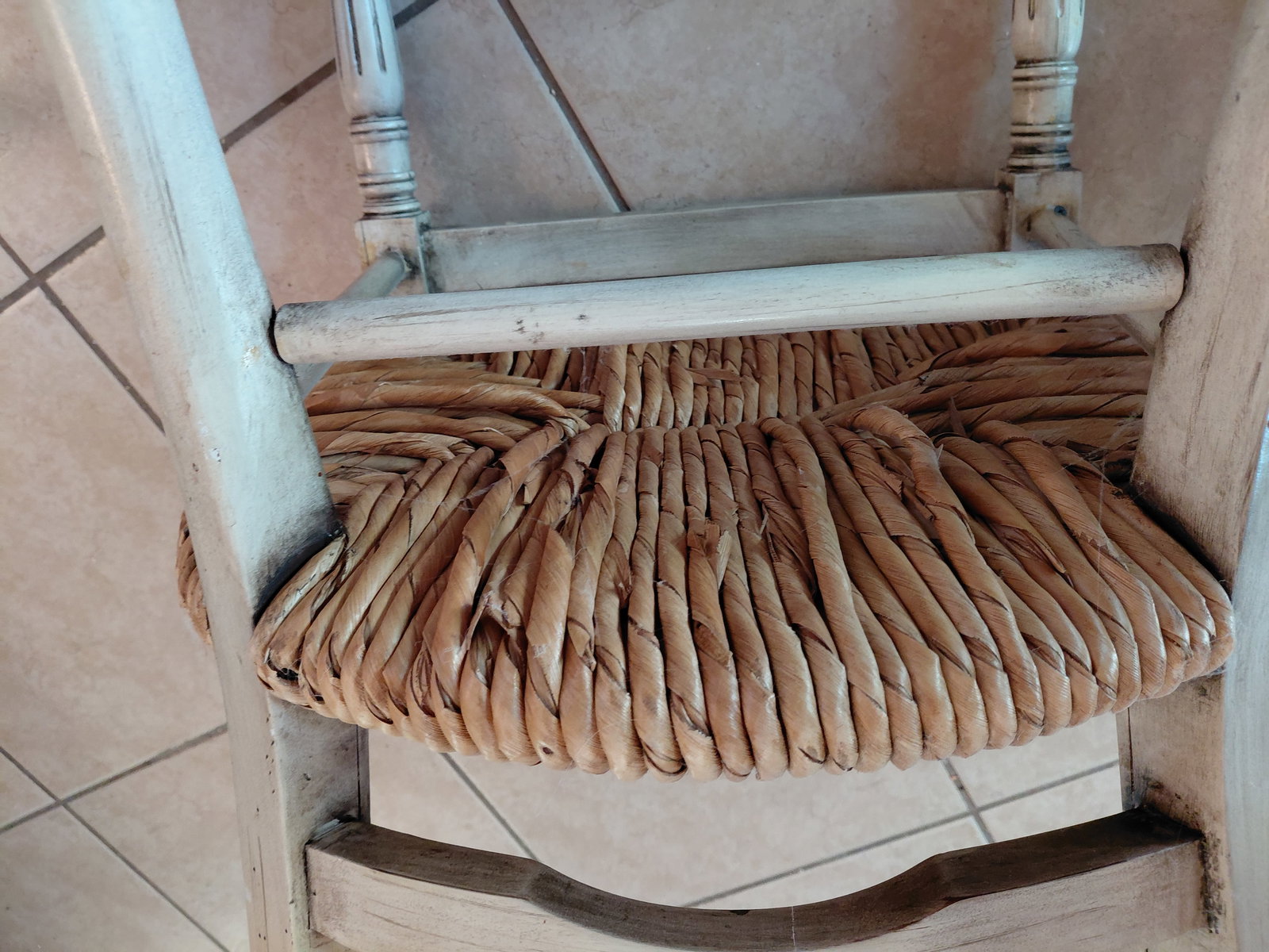 Pair of French Country Style Chairs with Woven seats/ as seen - 7