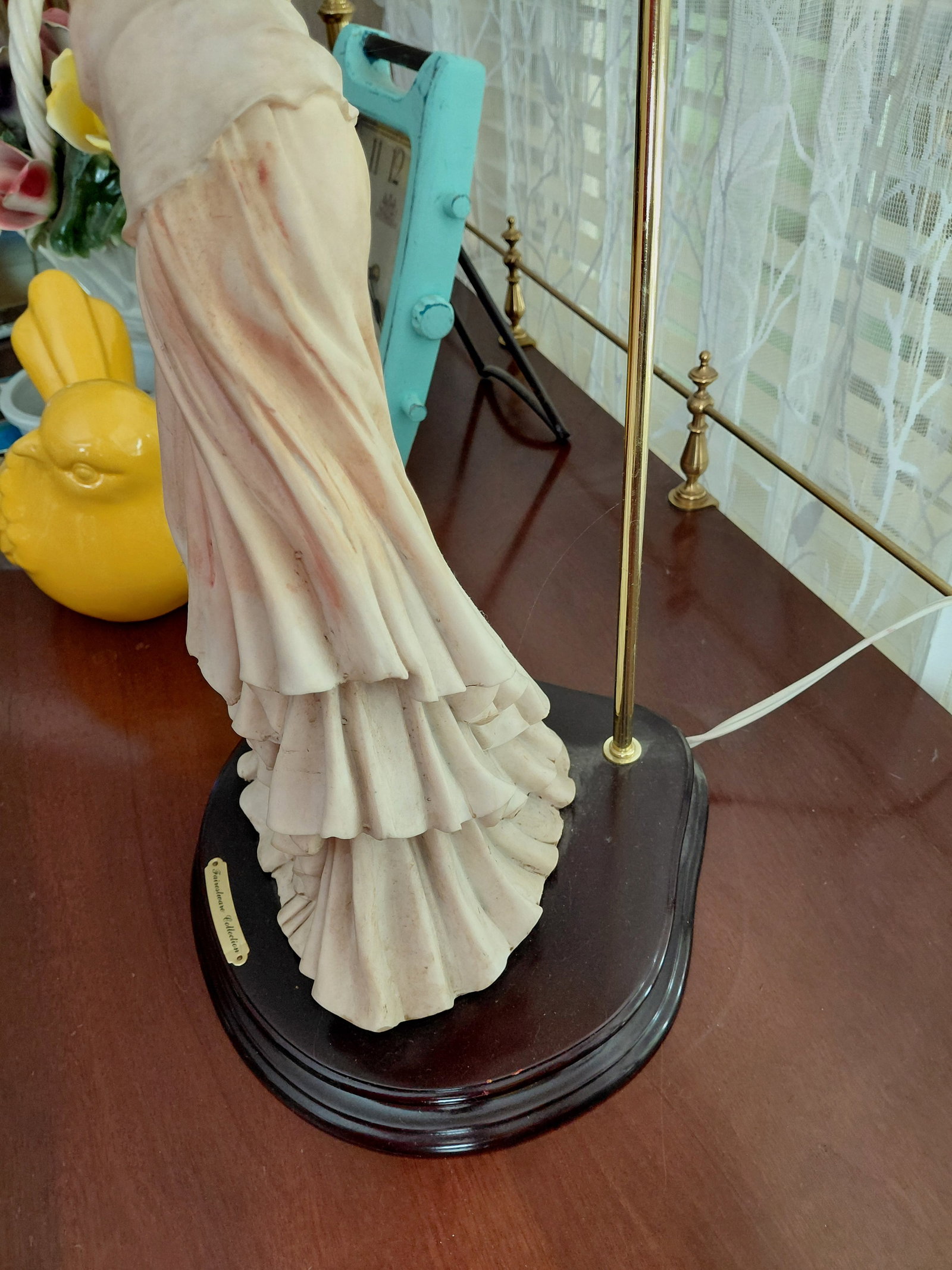 Large Decorative Lamp with Large Resin Statue and ornate shade - 5
