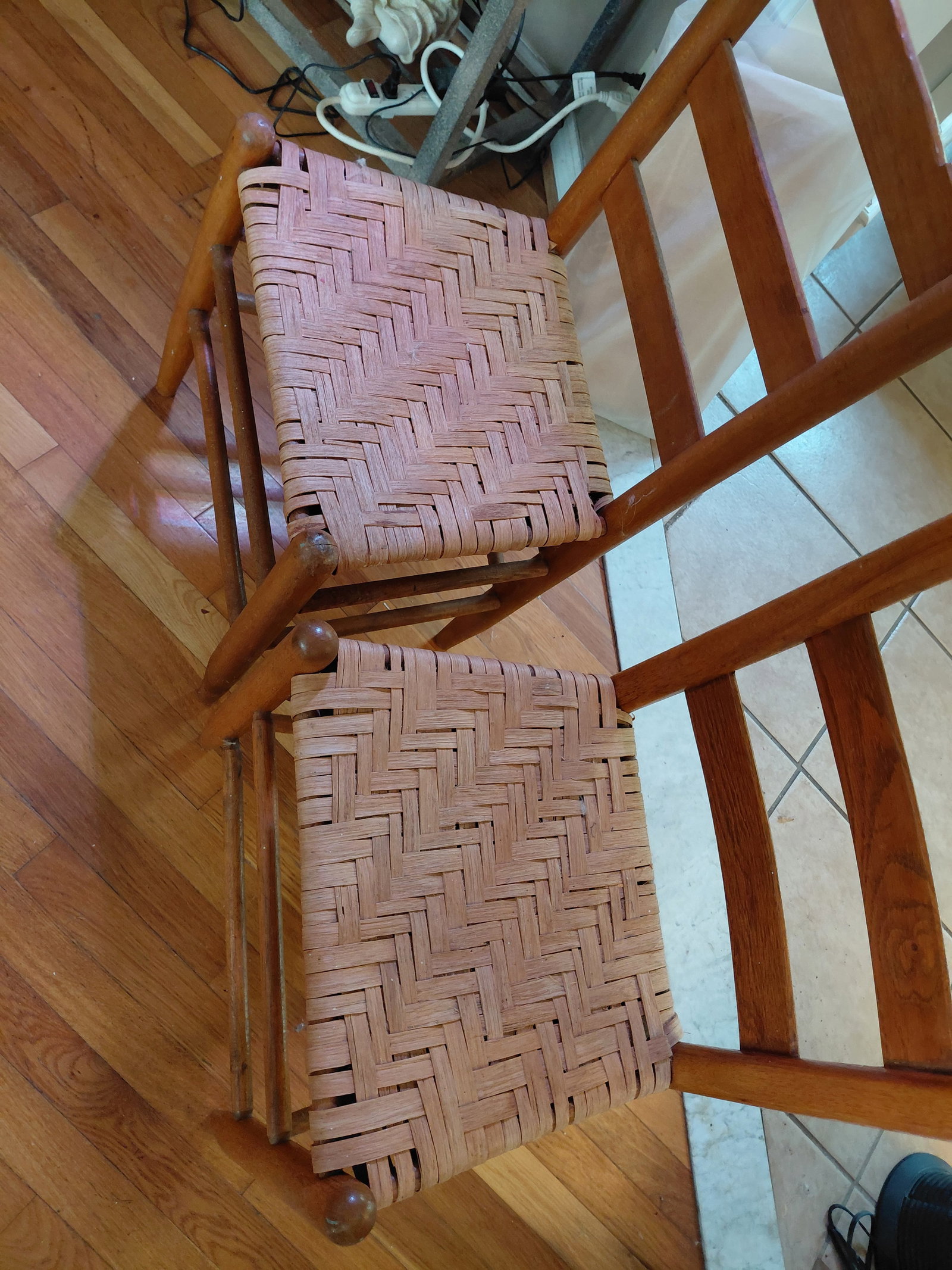 Pair of Ladderback Chairs with Woven Seats - 3