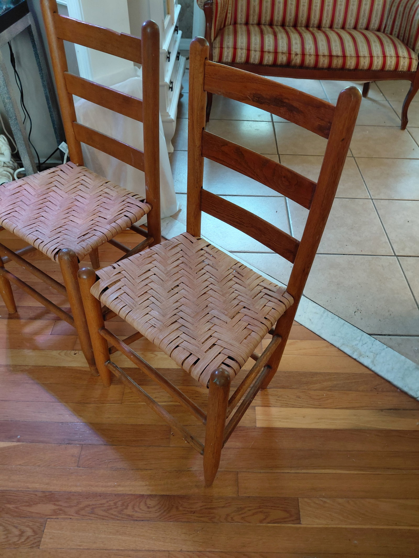 Pair of Ladderback Chairs with Woven Seats - 4