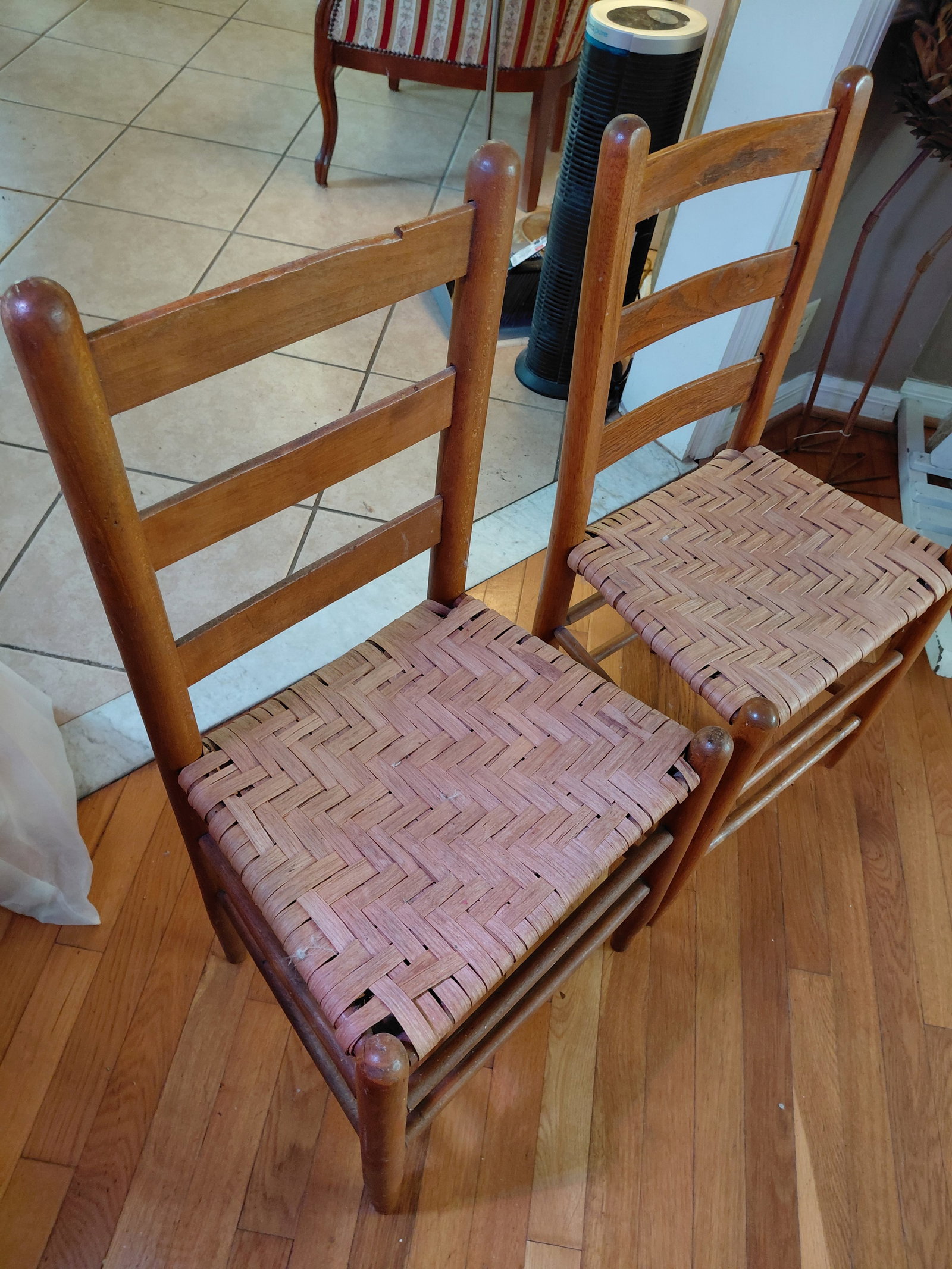 Pair of Ladderback Chairs with Woven Seats - 5