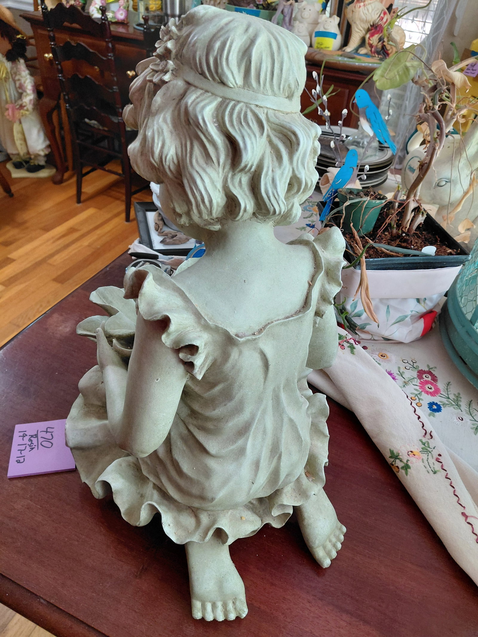 Large Resin Statue Girl with Flower - 6
