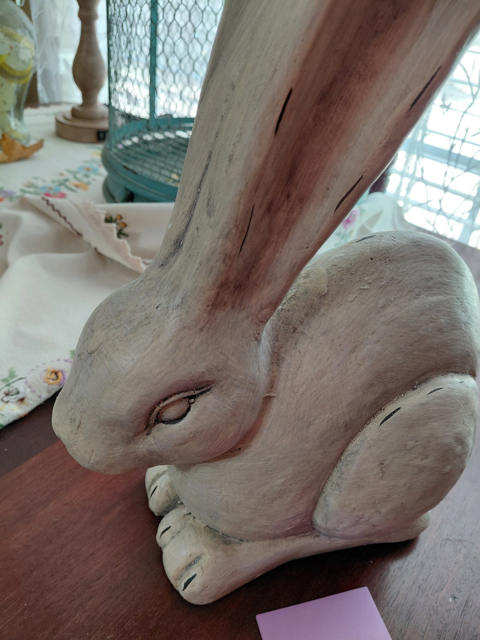 Large Ceramic Long Earred Rabbit Statue - 3