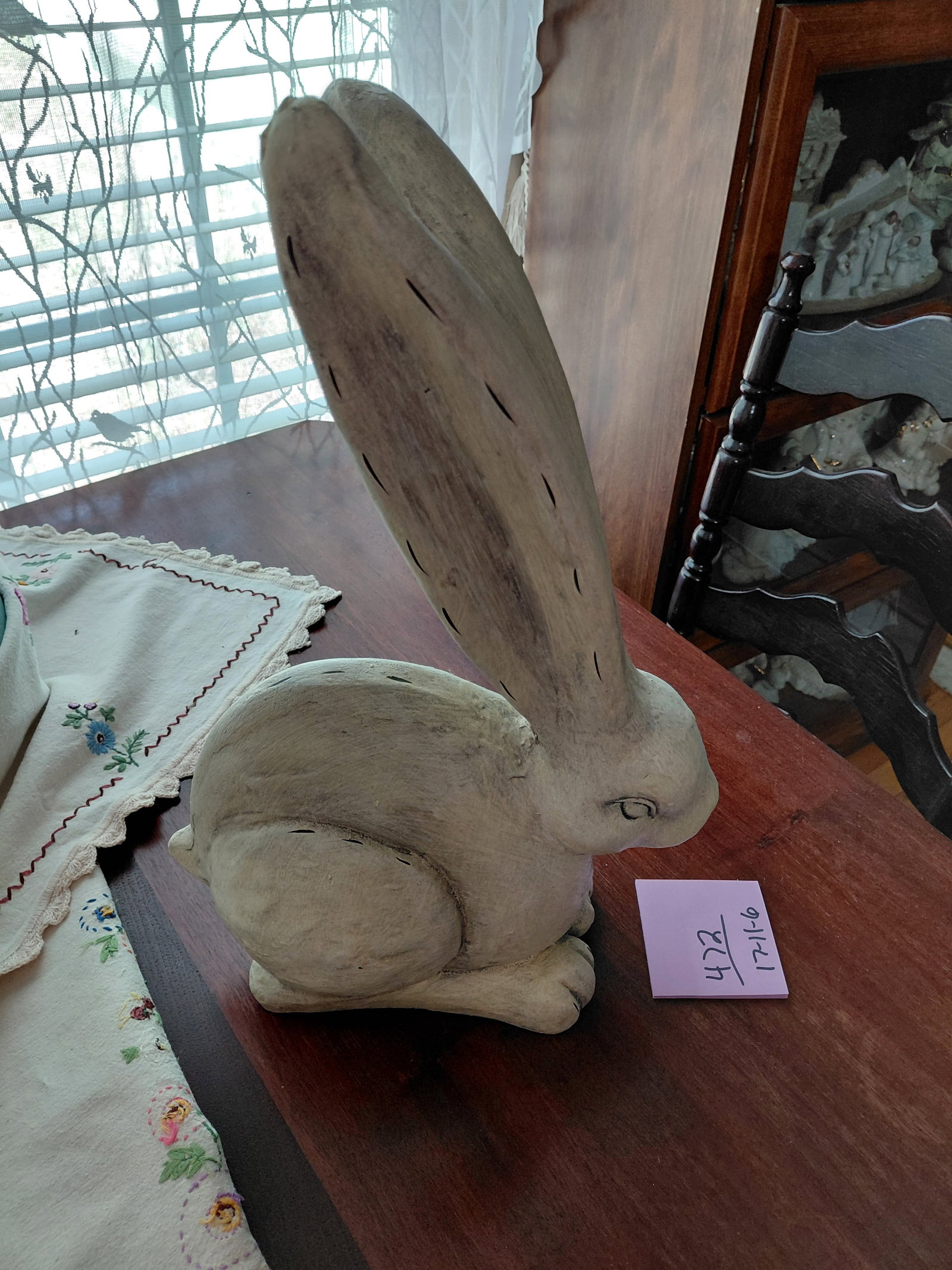 Large Ceramic Long Earred Rabbit Statue - 5